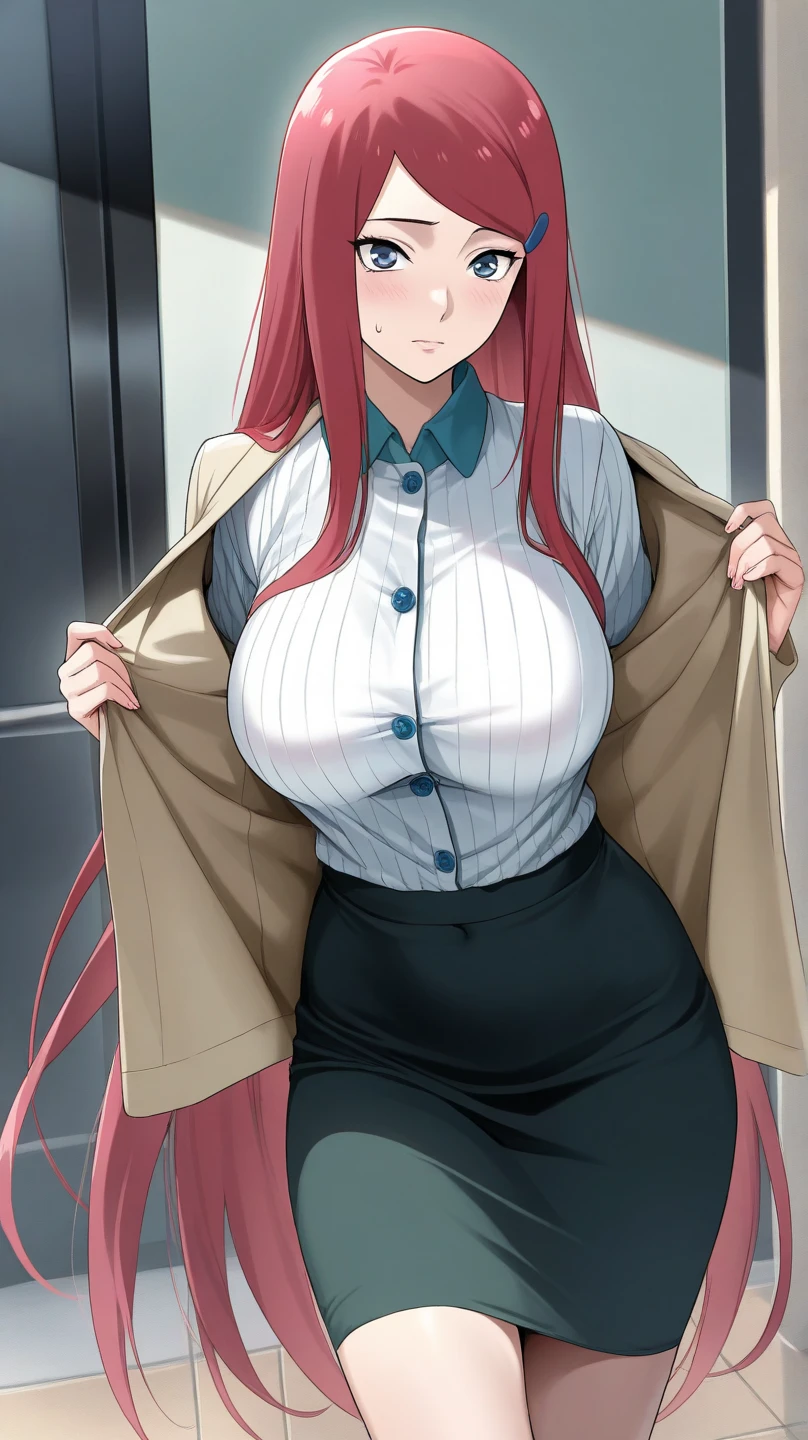 (Masterpiece, Best Quality, High Quality:1.4), professional artwork, Intricate Details, field of view, sharp focus, detailed painting, cinematic lighting, trending on pixiv, (vivid lighting, vibrant colors, by by Nagasawa Rosetsu:1.05), Hiroko Takashiro, (mature female, milf:1.2), (40yo:1.1), (curvy:1.15), hands on waist, classroom, window, (cowboy shot:1.1), closeup, looking at viewer, (red hair:1.05), long hair, lipstick, makeup, ultra detail hair, ultra detail face, (purple eyes:1.05), perfect eyes, perfect face, earrings, (flirting, blush:1.2), (white shirt, purple jacket:1.1), (black thighhighs, garter belt:1.1), (zettai ryouiki:0.8), pencil skirt, school uniform, (Large Breasts:1.05), (Cleavage:0.9), big ass, thighs, ultra detailed eyes, ultra detailed lips, hugs, kissing, french kiss, Kitami Reika, 2girl kissing