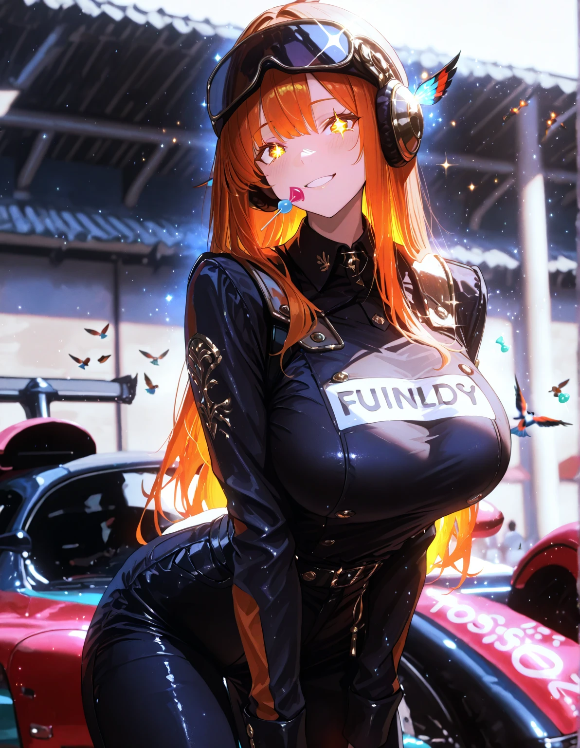 Highest quality,masterpiece,motor Show,Supermodel,smile,See-through swimsuit,Nipples are visible