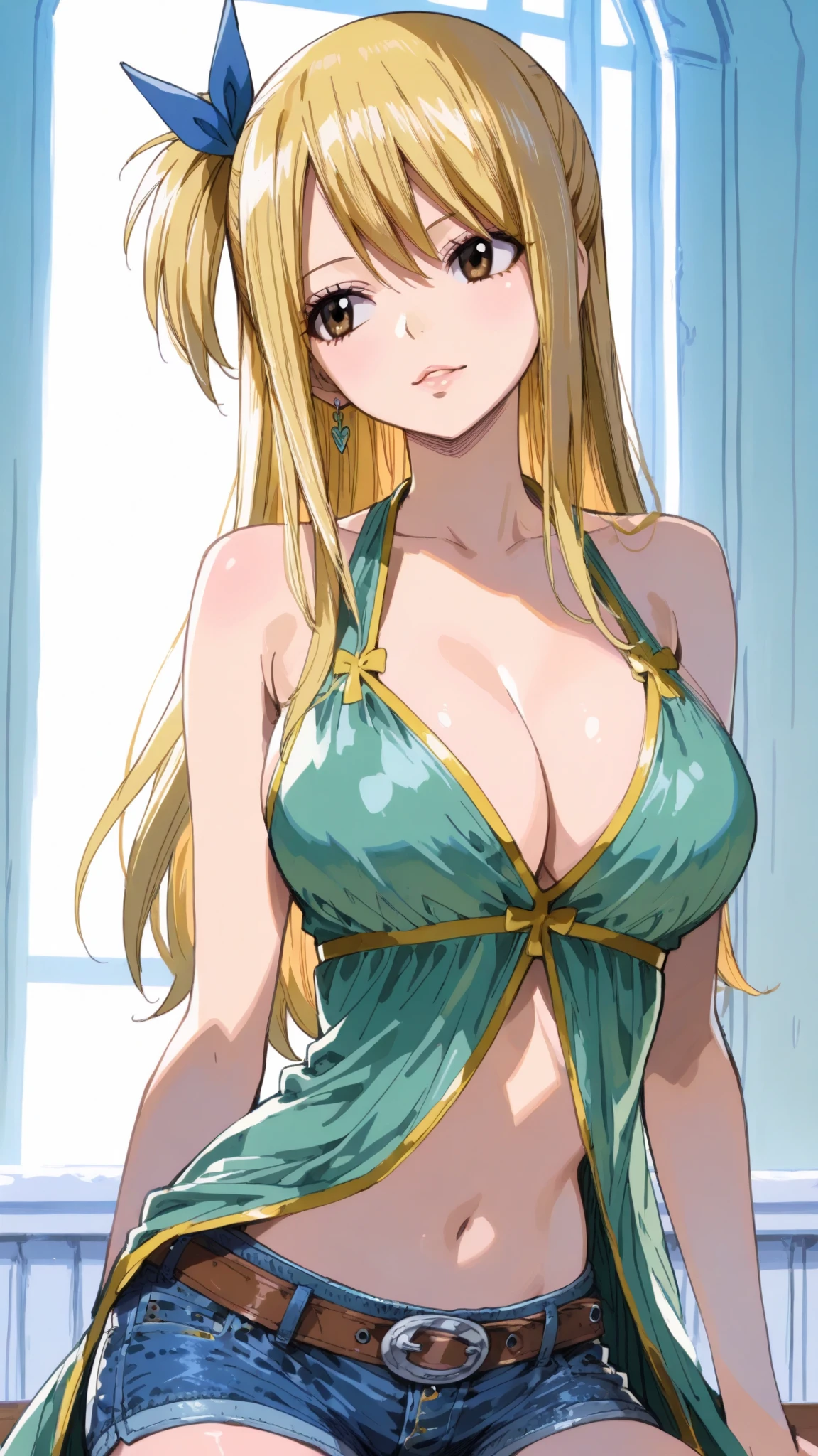 Haruhime、Blonde Foxman、Green eyes、Slender eyes、long lashes、Light in both eyes、de pele branca、Golden fox tail、A sexy、a wet body、Pink、fullnude、During a naughty delusion、Local Up、sweating profusely、Erotic nude body、