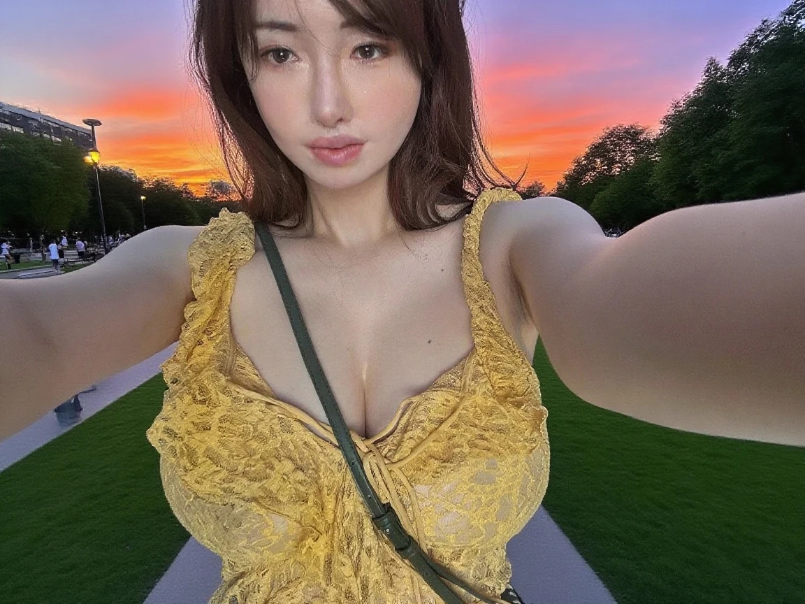 (masterpiece), best quality, ultra high res, 1girl, dress, skirt_hold, breasts, building, white_dress, red_eyes, long_hair, solo, bare_shoulders, cityscape, cleavage, city, looking_at_viewer, outdoors, skyscraper, day, strapless, medium_breasts, bare_arms, strapless_dress, collar, collarbone, lifted_by_self