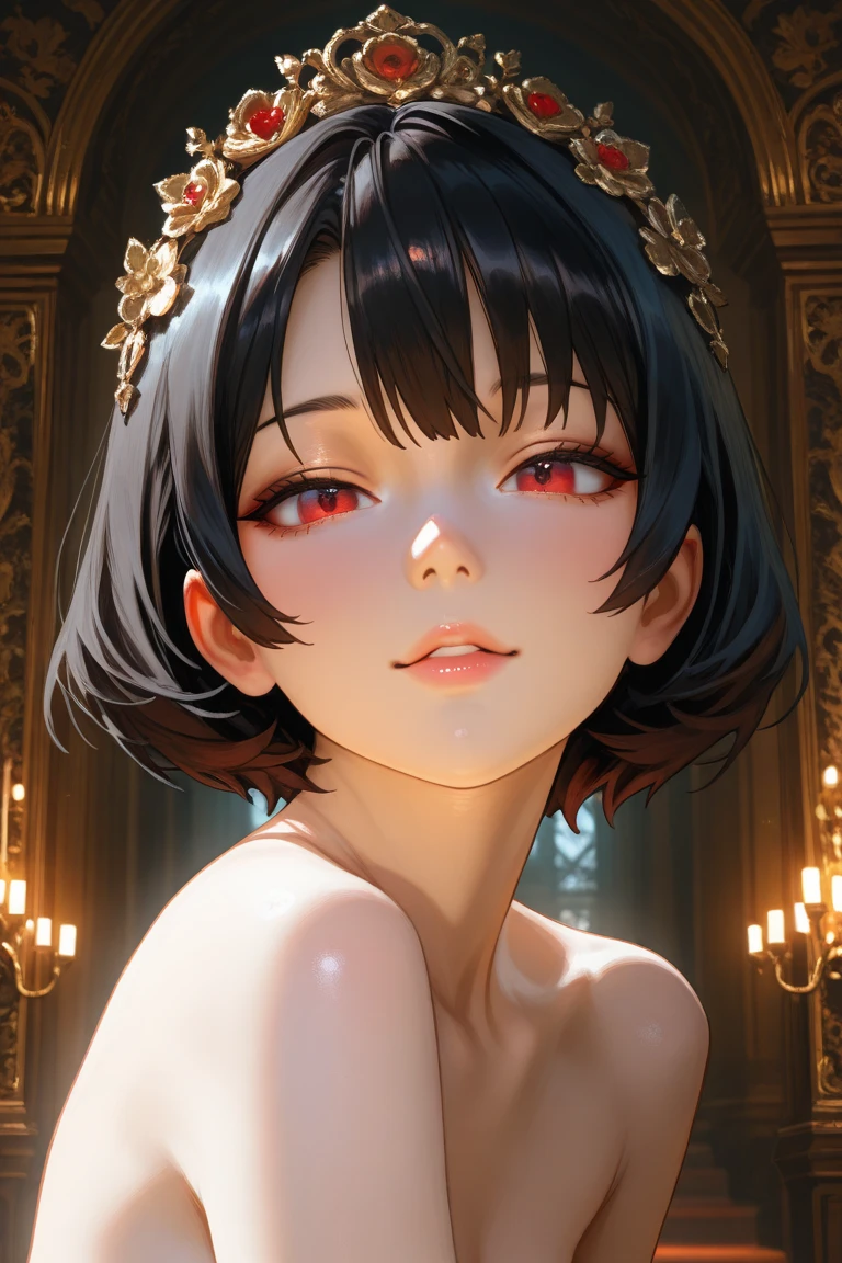 ((male:1.5)),(forehead mark),(black hair:1.2),((Devil horns:1.2)),(Creamy face:1.5),((A room with a sexy atmosphere:1.25)),(nsfw:1.3),((high quality:1.1)),((beautiful image:1.1)),Close-up of face,(blush,Falling into Pleasure:1.3),(condescending:1.35)