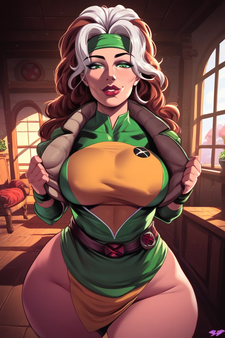 A Soviet military girl, tall, sexy, good, friendly, happy, big chest, long blonde hair, smooth, soft, blue eye, pink lip, she wears a metallic green top, a black patch on her chest, a yellow ribbon on her waist, and her pants, a big metallic green thigh, a sensual big yellow boot, wearing a black Soviet winter cap, she kisses. her boyfriend