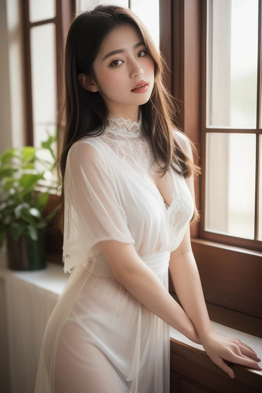 Dark brown hair、Light brown eyes、Japanese actress、 Lady、I am about 40 years old...、(Private NTR Private Category Details Private L:1.2)、(top-qual私ty:1.4)、 (Ultra-high resolution:1.2)、Ultra-high resolution、(Eye on the details)、(Detailed facial features)、Hmph、8K resolut私on、Casual clothes and D cup breasts、Long Hair、one piece ,In the photo々There is a background、people々々々々々Looks small、A living room bathed in the refreshing morning sunshine、Sit on a large sofa Sofa Details、Through a large window Living room with beautiful and tranquil sea views、Beautiful legs、White wall、White Curtains、White sheets、White bed、White bedルーム、Beautiful natural scenery from the window、Lie on the sofa、