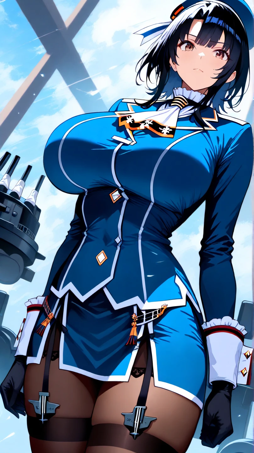 High detailed, 1 girl, huge wavy hairstyle, aegean-blue colored hair, detailed Cyan eye, eyepatch, busty, huge And round buson, gorgeous plump body, Orange clothes, violent face, serious face, eyepatch, eyepatch, eyepatch, looking to the viewer, facing the viewer