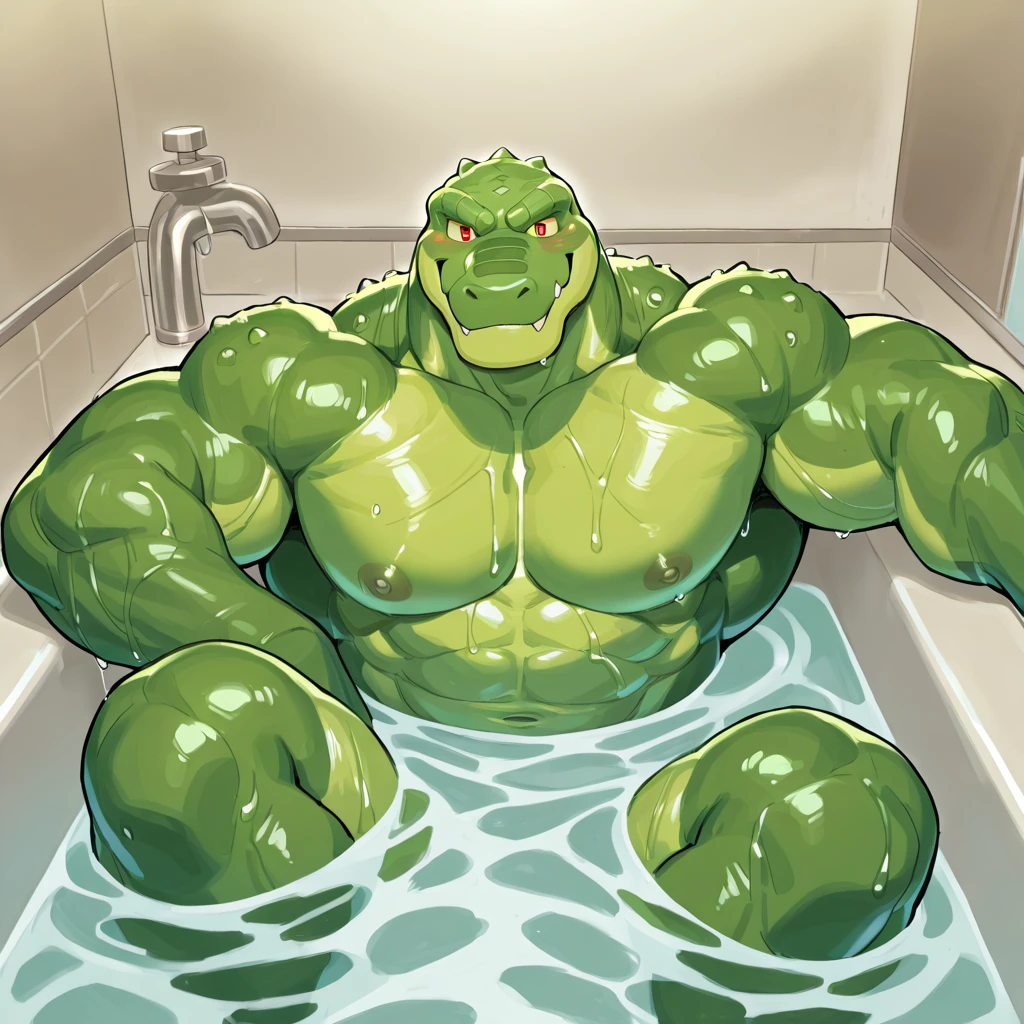Green slime bull, gelatinous, muscular, high
