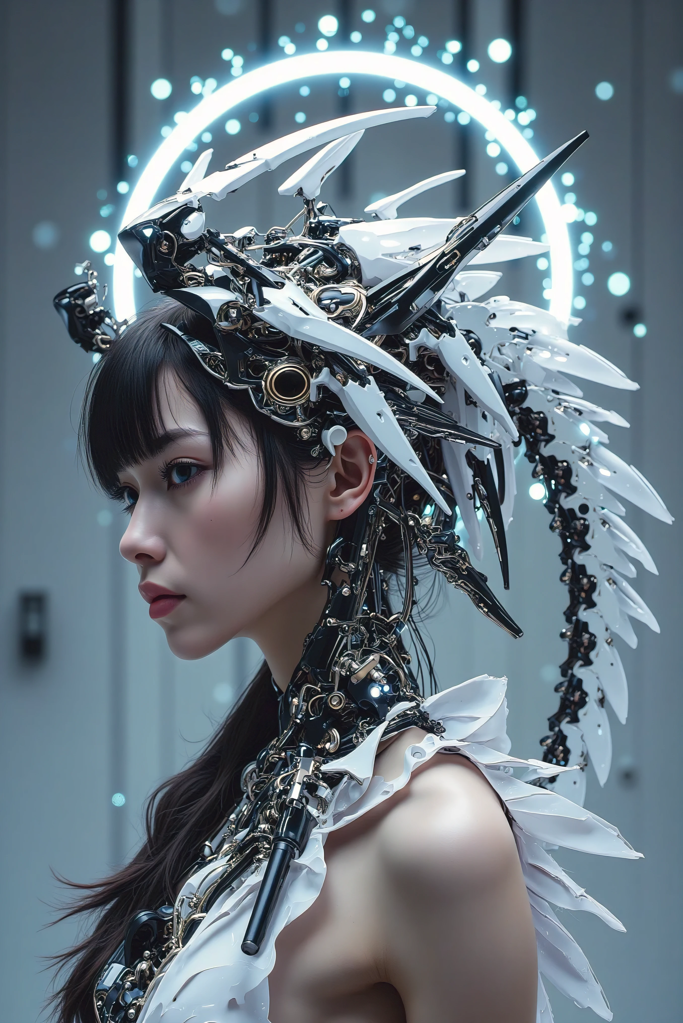 Organisms that combine humans, dragons, and machines, god々Seems,  future,  very precise , perfect face,