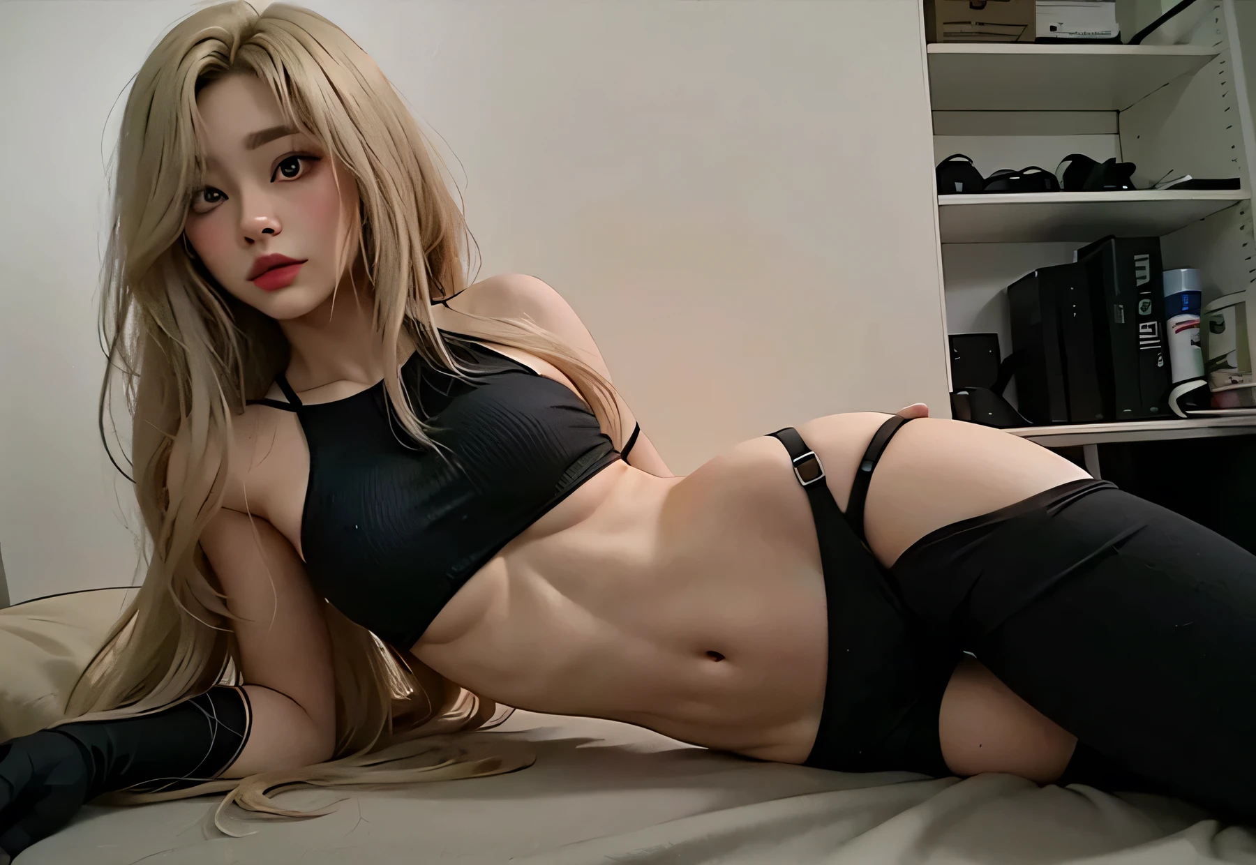 ((Pretty Ass, White Girl)), Alien girl, 14 years old, extremely beautiful, the most beautiful in the whole world, very big eyes, very black irises, very full lips, very thin waist, very flat stomach, micro breasts, very wide hips , very thick thighs, small hands, very detailed face, intrinsic details, (always repeat the same face), (always repeat the same appearance), (always repeat the same proportions), (always repeat the same clothes), looking at the camera, completely alone, always shown full body, wearing micro bikini, ((chubby)
