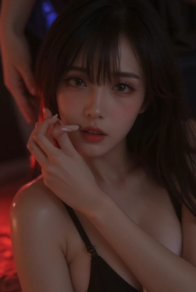 (Browsing Caution), highest quality, (((masterpiece))), (Realistic: 1.4), ((Very detailed)), Sharp focus:1.2, 4K, High resolution 
, Tifa, Beautiful Skin, 20-year-old, (Huge breasts:1.8), Ample breasts, Long black hair, Wet skin and hair 
, View Viewer
, ((nude:1.2)), Completely naked, Beautifully detailed nipples, High exposure, Erect nipples 
, orgasm face, surprise, blush, Looks good, Place your hands behind your head.
, ((Take a bath)), hot spring, Outdoor, night, moonlight
, Hide your chest with both hands, (Water level is above knee:1.1), Monitored, whole body
