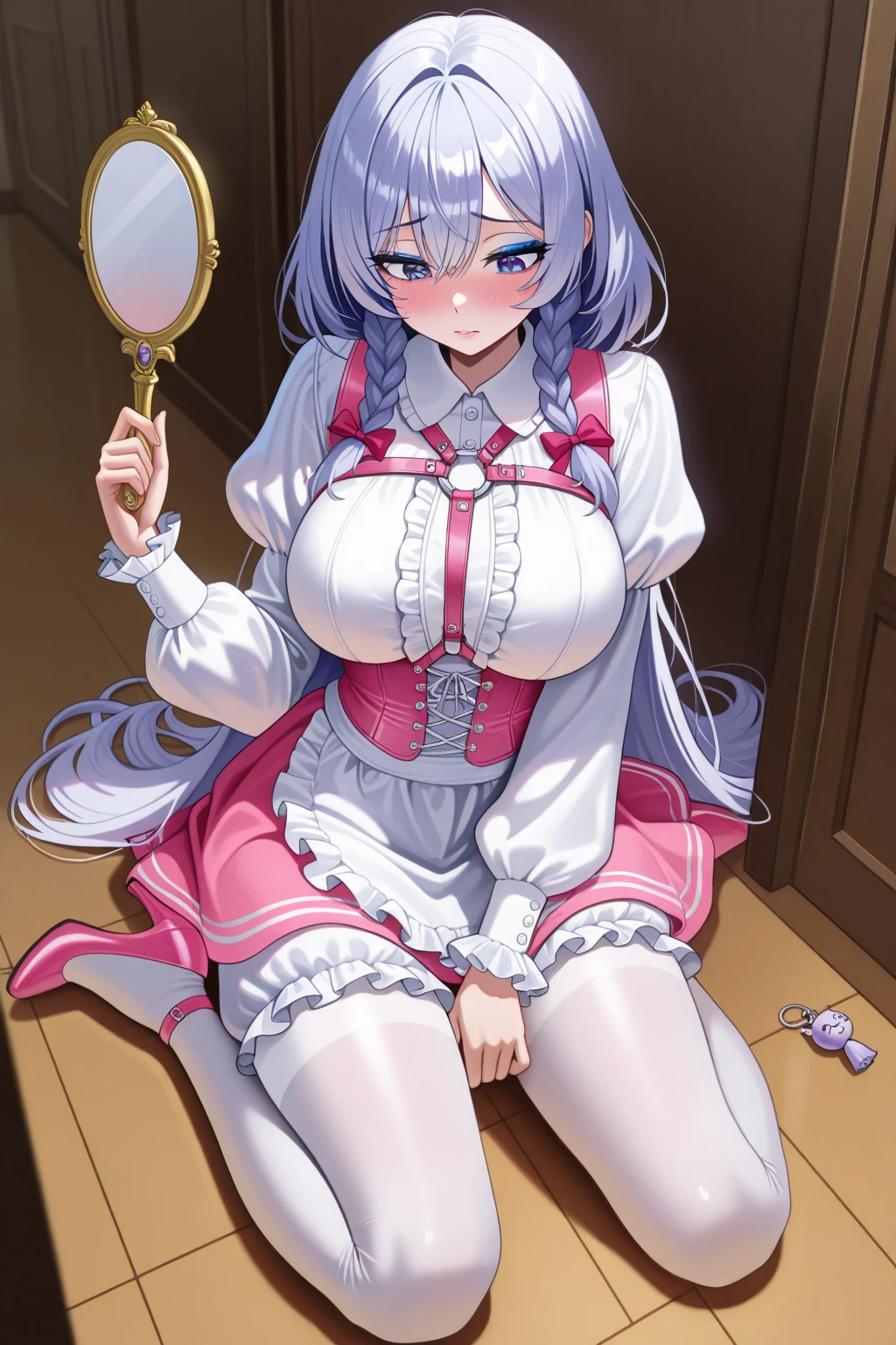 nsfw,((Masterpiece)),((high resolution)),((Best Quality)),Anime illustration,((1girl)),(SAIGYOUJI YUYUKO),Feeling embarrassed,blush,Are crying,Mouth open,closed eyes,15 years old,(Young),baby face and big breasts,large breasts,(low length),(Short),(child),orgasm,drunken eyes,Slave Collar ,pussy juice,BDSM,rope bondage,(arms behind back),bound arms,bound breasts,(crotch rope),crotch rub,walking,