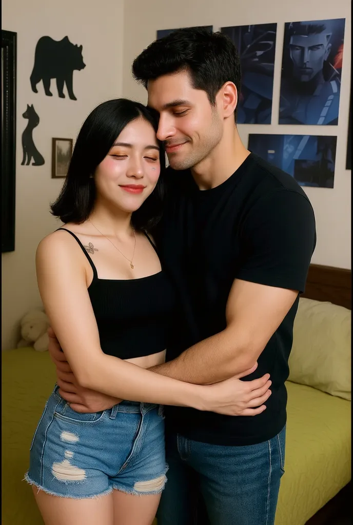 Pale skin Bun black hair kurdish nude ugly teen talking with a ugly Arab man in bedroom consistent fixed valentine love