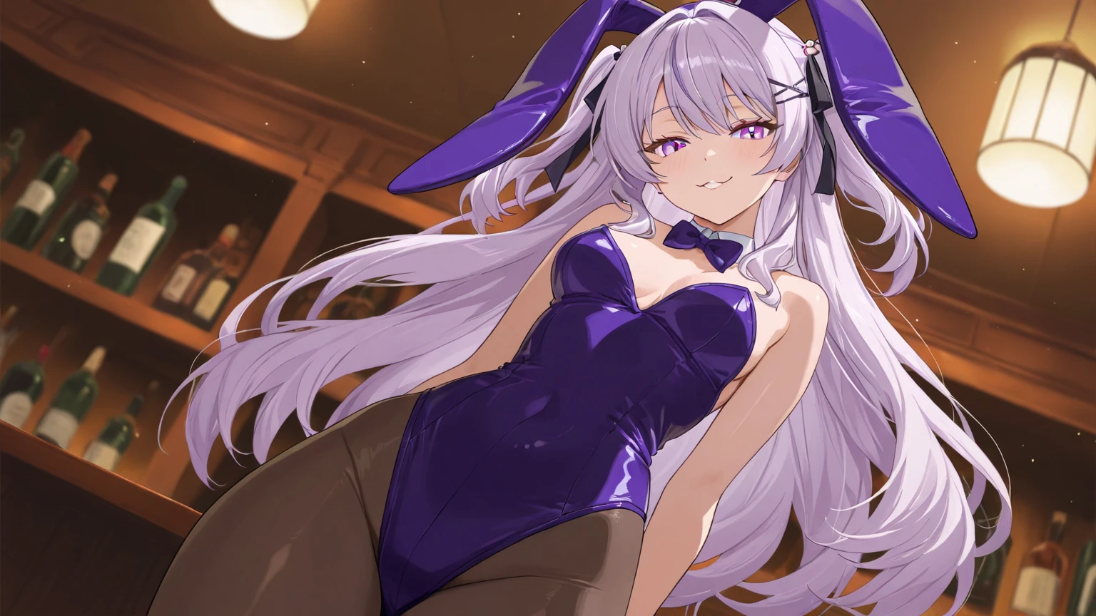 ((masterpiece)),((highres)),((best quality)),((highly detailed)),((extremely detailed CG unity 8k wallpaper)),illustration,Froleytia,embarrassed,blush,medium breasts,looking at viewer,playboy bunny,blue sky,skyline,arms up,
