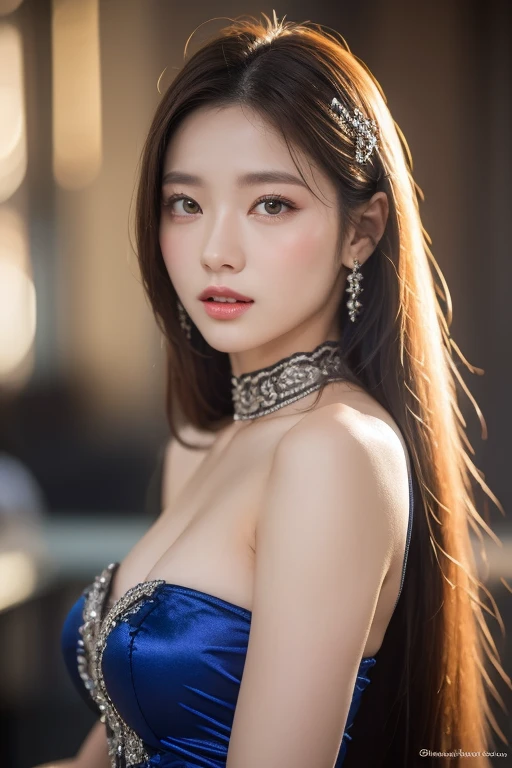The Great Hall of the Castle,Highest quality,masterpiece,Ultra-high resolution,(Realistic:1.4),Xiuxian,arms,Detailed face,, One girl,alone,Cleavage,(magic circle:1.2),Xiuxian,Upper Body,beautiful girl,whole body,east asian building,sheath,Medieval dress