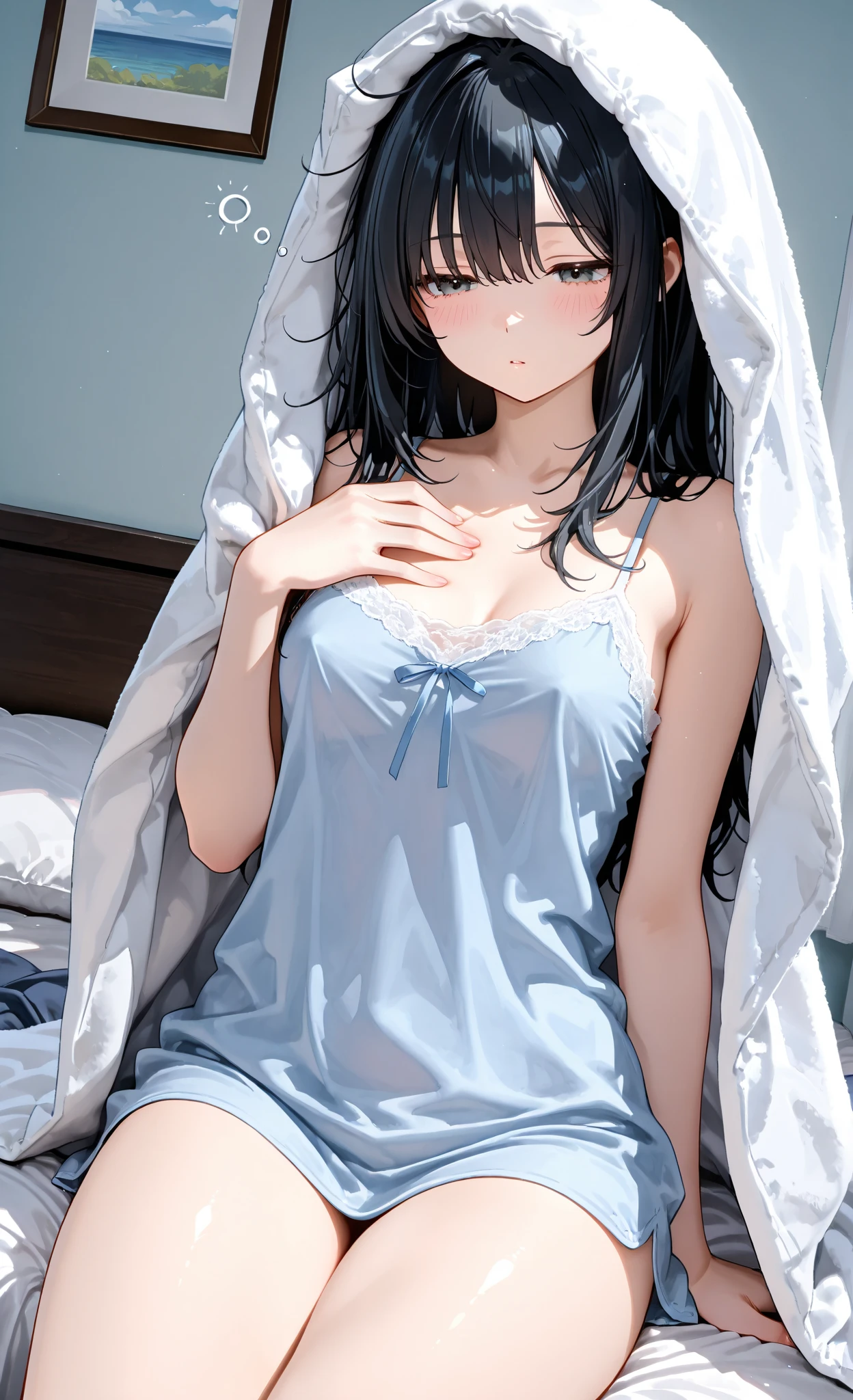 Young girl、lingerie、Shyly、Open your legs、Showing