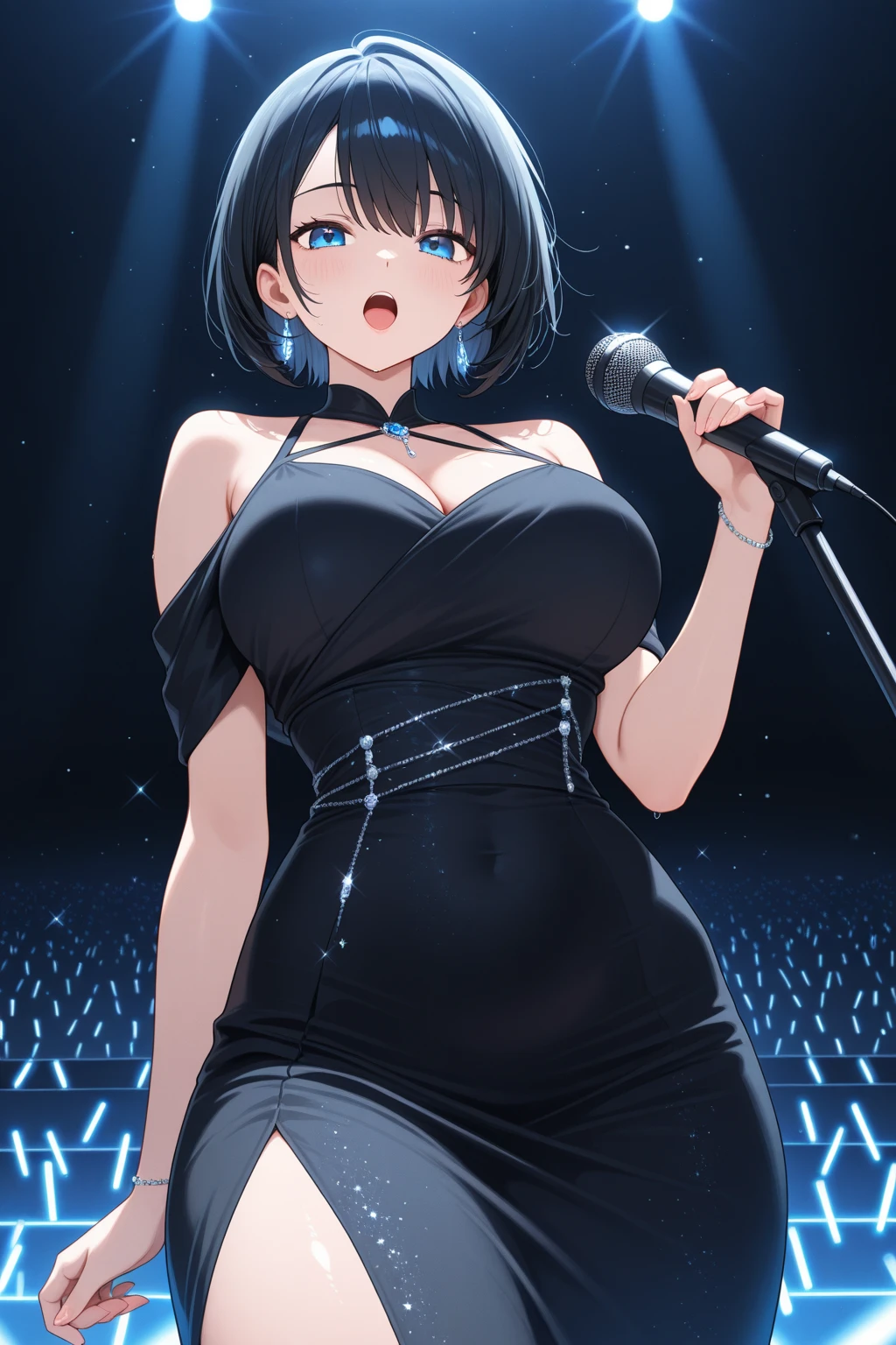 Anime Bob, I have a microphone.、sing、Smaller breasts、Cleavage、Idol singer