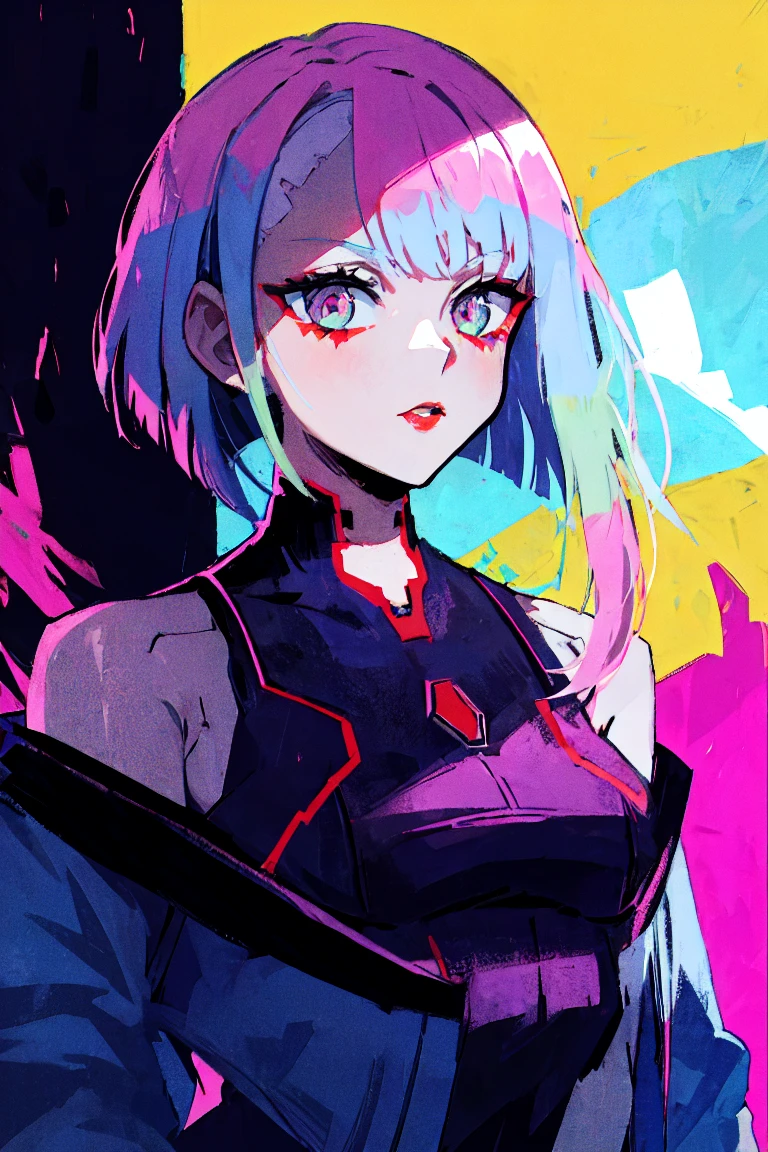 sakura4_wrise, boruto: naruto next generations, naruto shippuuden , 1girl, bangs, facial mark, green eyes, parted bangs, pink hair, red hairband, bra, short hair, solo, upper body ((masterpiece))