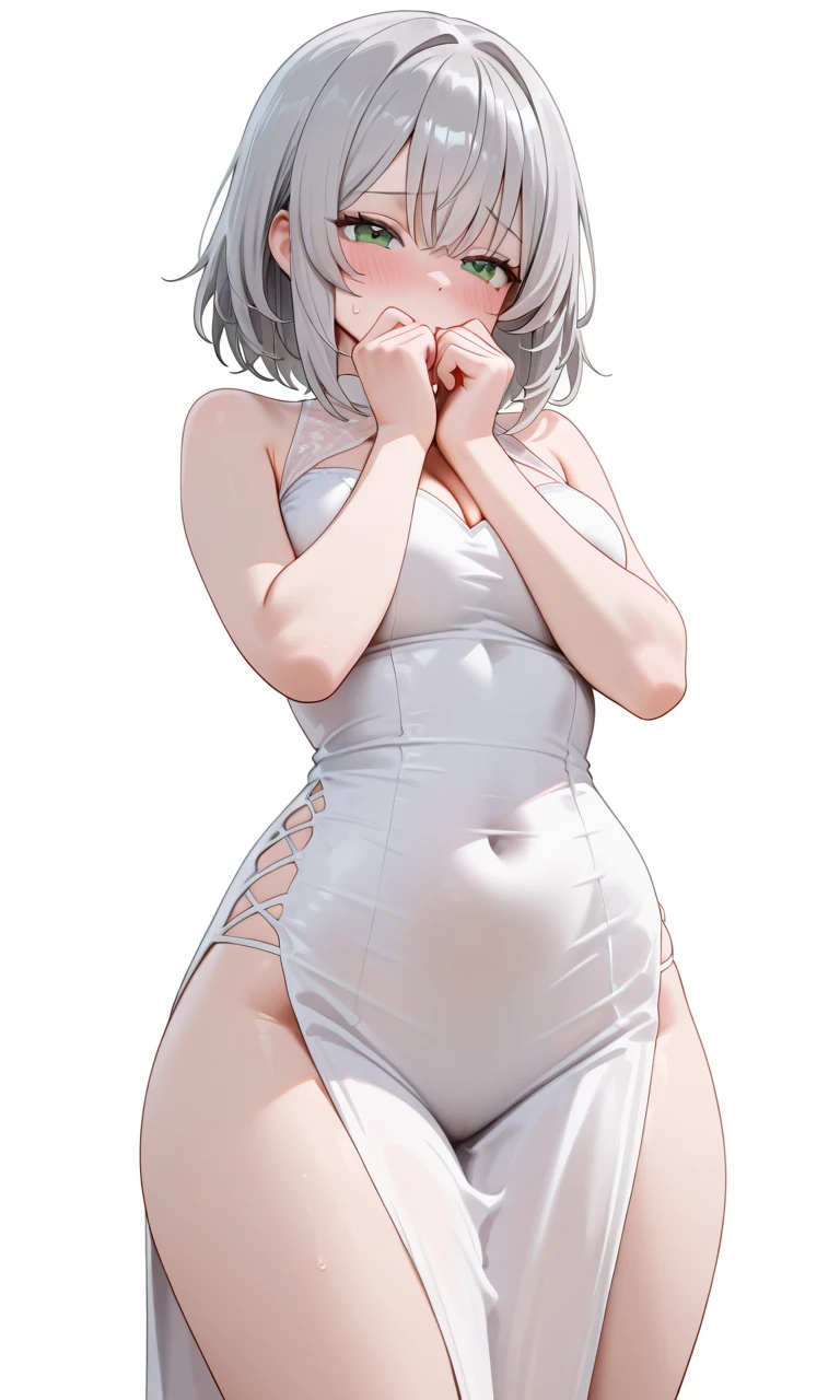(from above:1.2),a girl , purple color hair、Purplish pink eyes that dreamers desire, (Blonde hair) , small stature, Colossal tits, Lori, (masutepiece:1.2, Best Quality), (finely detailed beautiful eye: 1.2), (beautifull detailed face), (perky chest:1.1), (pointed chest:1.0), (cakes magazine cover:1.3)，(Best Illumination, extremely delicate and beautiful), sexy pose,make a cocktail , in a bar counter, ((Cinematic Light)), Dramatic light, (Pale white background:1.5), Short bob hair（1:3）、Ultra Contrast、Braid a little around the ears, White long dress、only has 5 fingers、Her pussy is visible through the white thong、Wet pants、You can see inside your underwear、full of sweat、mocking look、diaper、nffsw,Arms crossed、grab the arm、Shoot from above:1.2,Best Quality、Large breastuscular pussy、Pubic hair,high-level image quality、hightquality、8K,perfect hand、5 fingers、finger pin、Perfect Finger、T back,noise cut、bullet hand、Her hair color should have been a brighter purple.The skirt part is also carefully expressed..、Purple skirt、the skirt is floating in the wind、Dark purple panties、thin Pubic hair ,(with sparkling eyes and a contagious smile),open mouth, highest quality, high resolution,Real World, Natural light,perfect Natural light, Looking at Viewer,
