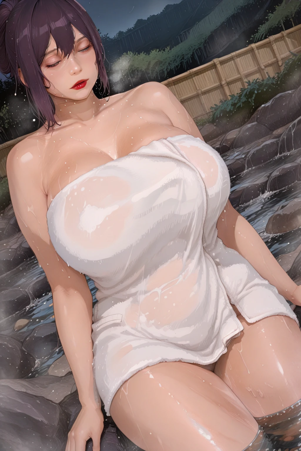 Sakura Haruno, milf, old woman, pink hair, nude, ((desnuda, flushed, smile coqueta, black lipstick)) , (( flushed, smile, oiled skin)), short hair, picking up her breasts, (( nude,squeezing her breasts, excited, in ecstasy,picking up her breasts, rubor, Caderas anchas)), skinny body, ((squeezing her breasts, pink nipples, big sagging breast )), long legs, open legs, pussy ,Iparuputsua, standing, ((de pie)), on the beach at night, city lights in the distance, Cancun, image from below