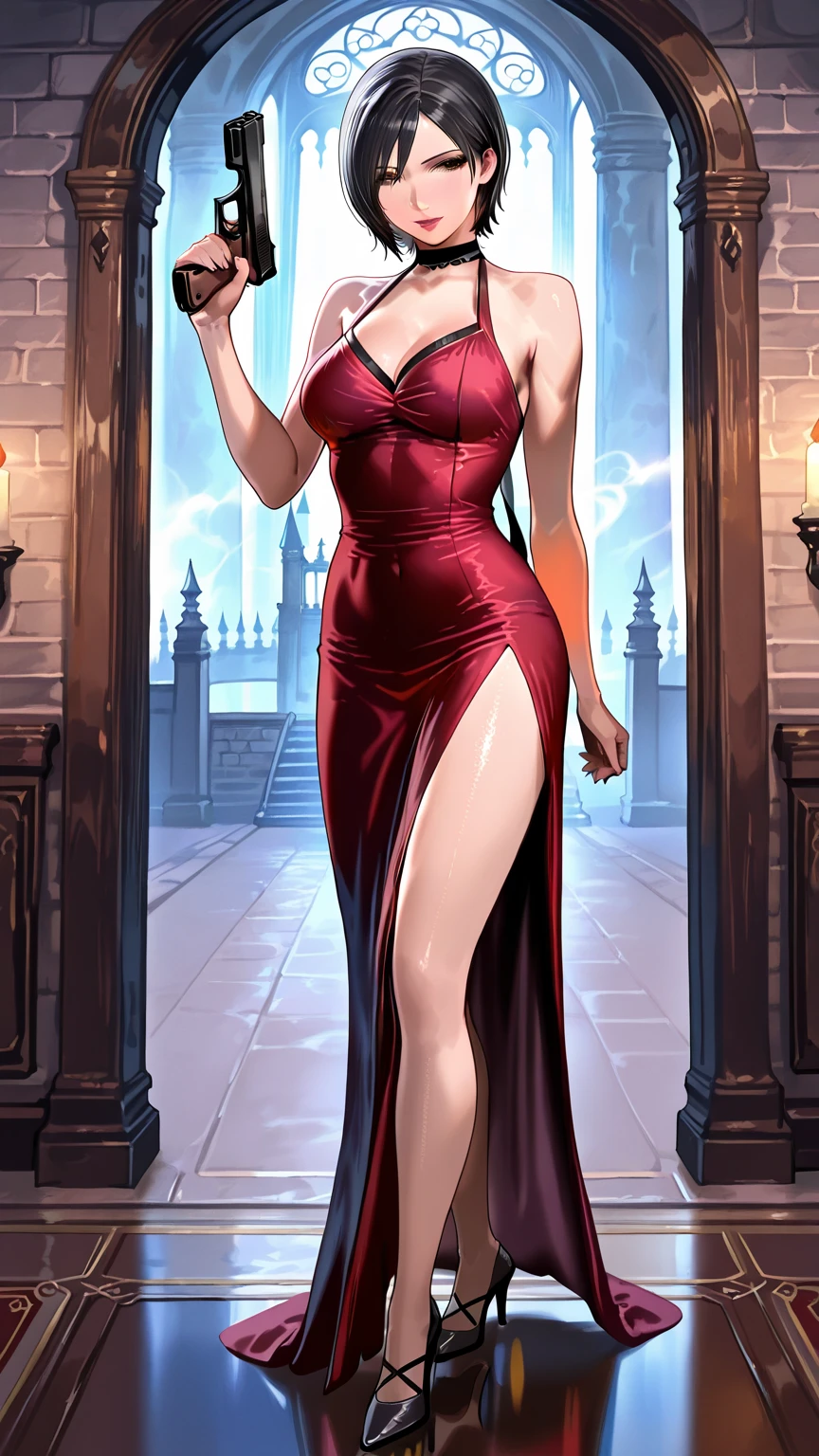 (Best quality, 4K, high resolution, masterpiece:1.2), ultra-detailed, realistic (photo-realistic:1.37), 40 years old, Russian woman, Matriarch of the Russian Mafia Gang, ambitious, elegance, calm, charming, intimidate, (blonde hair, power ponytail hairstyle), perfect lash, perfect makeup, sun-tan skin, expressive blue eyes, wine lips, mature woman charms, seductive allure, perfect hourglass body shape, long toned legs, flat abs, perfectly round E cup breasts, very Tall, slim, with peachy hips, (She is wearing an elegant CocoChanel mini black dress and christian louboutin black heels), She is portrayed posing gracefully in her outfit, Background featuring luxurious penthouse.