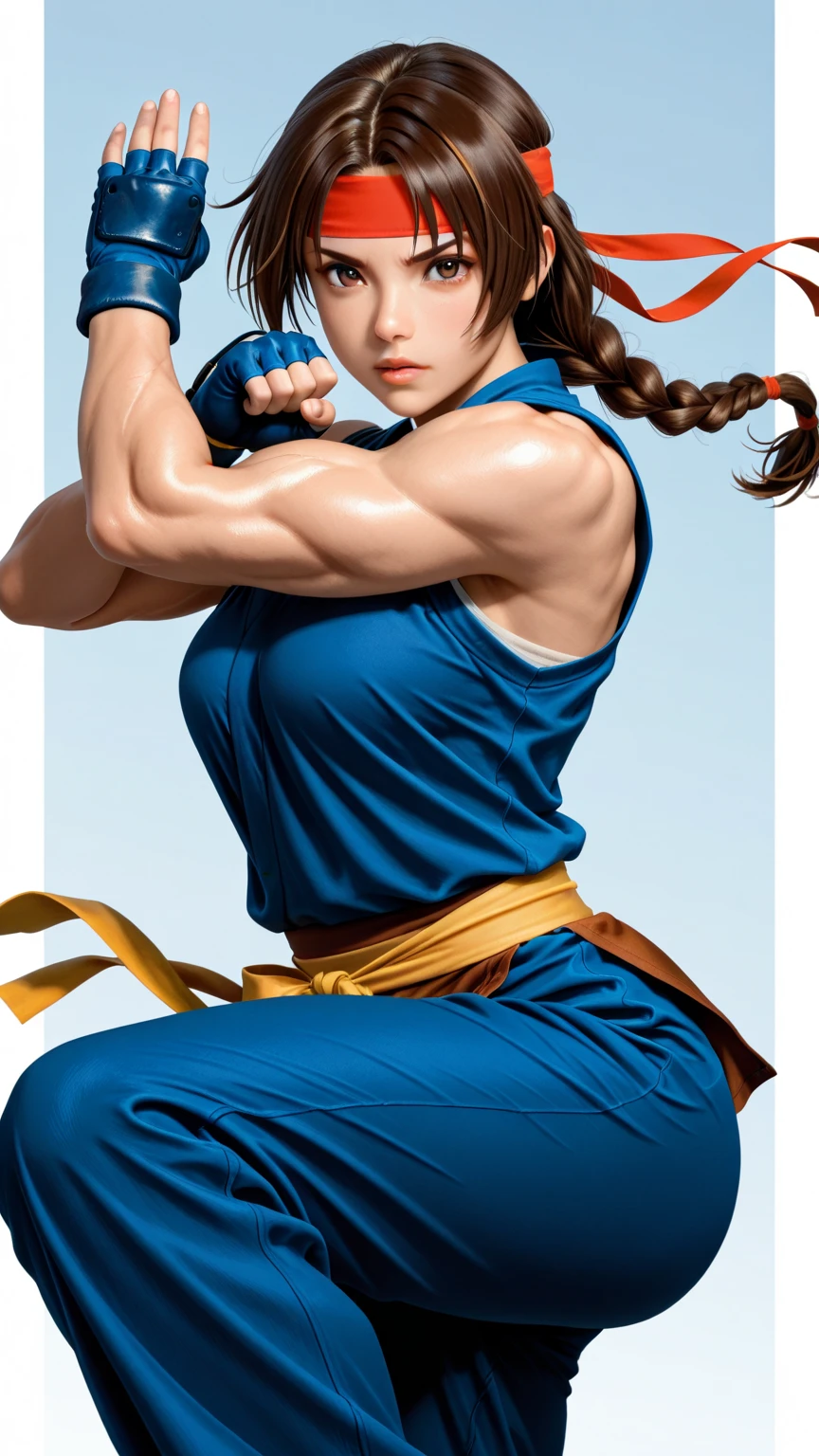 Chunli, muscular body, big breasts, thicc tights, 4 arms, full body.