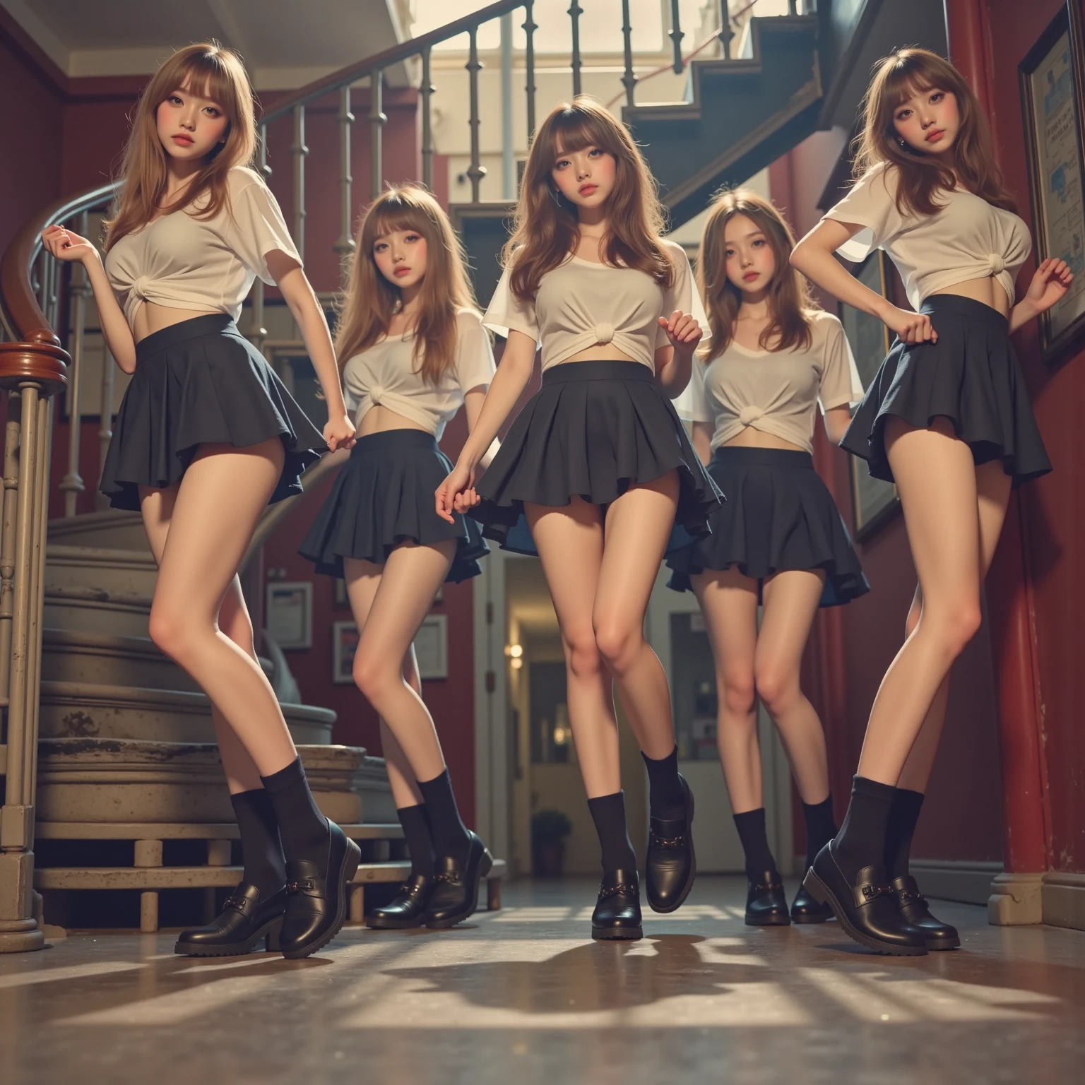 (White and vivid colors, Acutance, Exposed:1.2, nipple:-0.9), (9 sexy junior idols in group photograph), ((face variations, Hair variations)), { Navel | pretty Ass | (Delicate lace knitted wear) | Flowers | (Colorful Light shines from Dazzling and delicate stained glass) }, (portrayed in the best quality and high resolution. The image should be ultra-detailed, realistic, and photorealistic with a touch of rawness). { under the mesmerizing back lighting | concept art | enhancing the overall visual impact }. Whole Body proportions and all limbs are anatomically accurate .