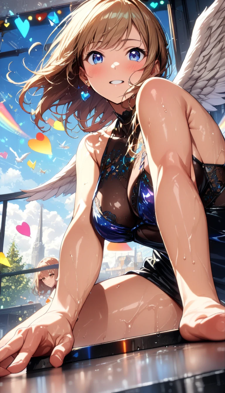 Giantess appears from underwater in front of a giant cruise ship, the cruise ship looks very small in front of her because it is giant, she is naked, she has red hair and white skin, she has small breasts but very sexy legs and her body is very curvy. Goddess, Attack, giant, cruise ship, full naked, sexy, hot, ocean, in middle of the ocean, without buildings, High quality, Red hair, hottest, tall girl, sexy legs, monster girl, cruise ship, giant cruise, attacking, evil, mad, without clothes