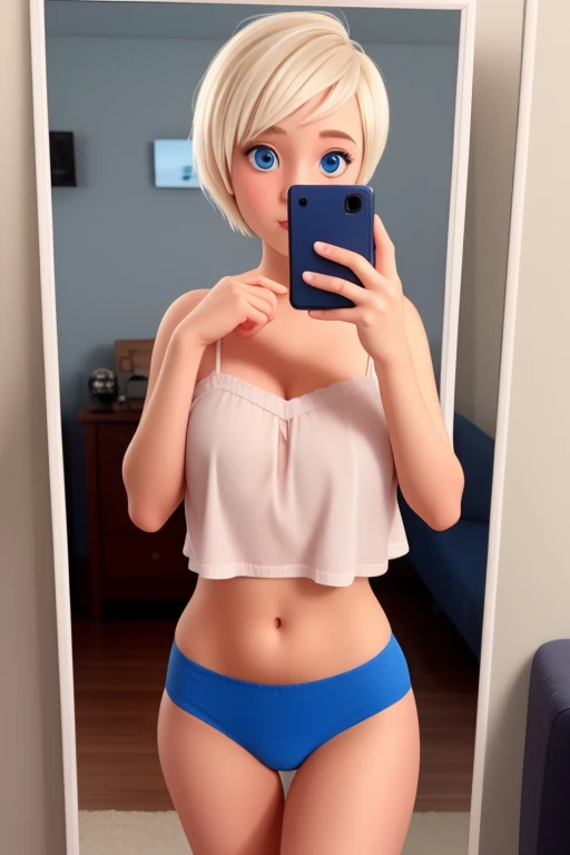 1girl , strapless bra, bottomless, small breasts random hair styles, beautiful, perfect skin, 8k resolution, perfect lighting, perfect face, perfect shading, extreme detail, shining, tanned skin, bright lighting, taking selfie