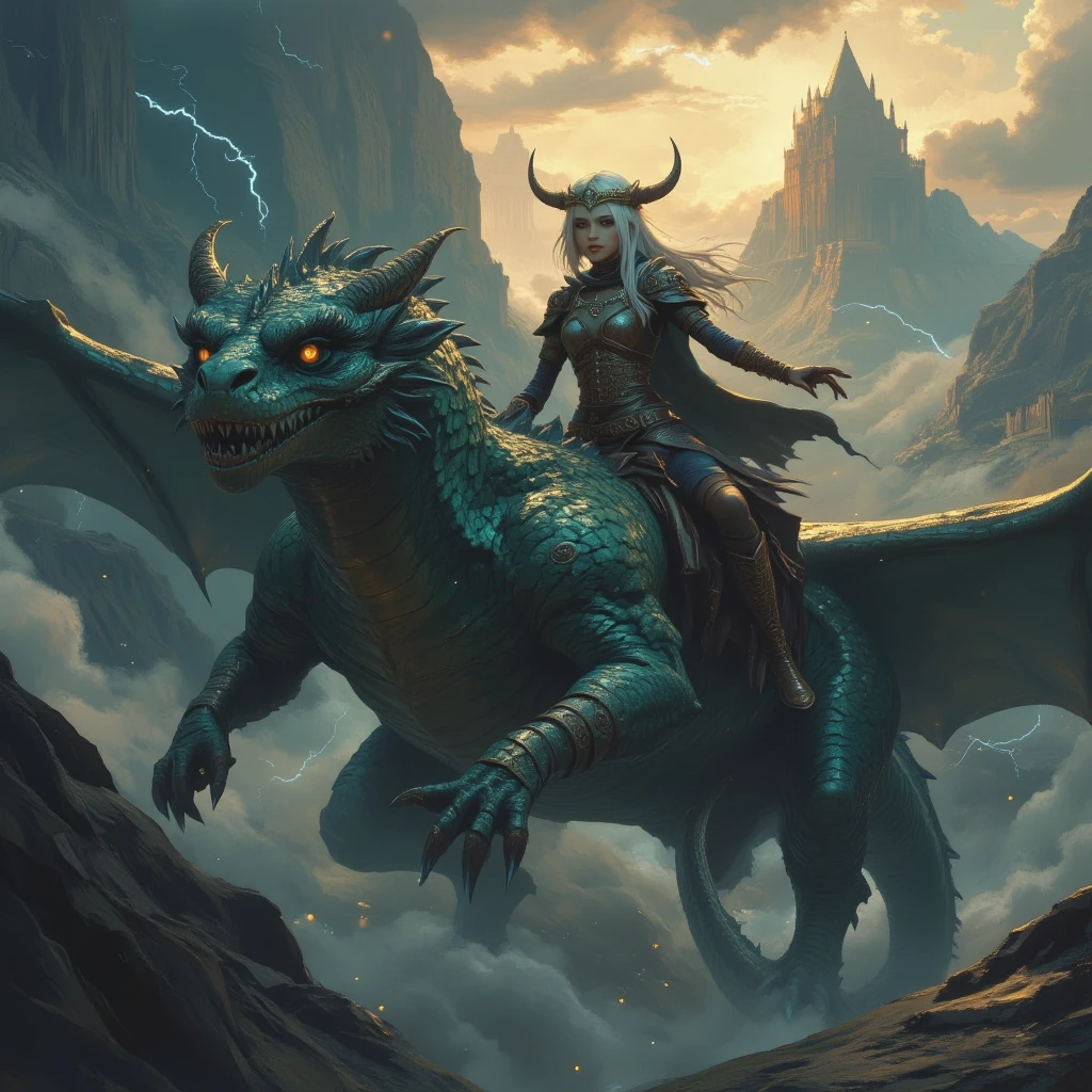 arafed woman riding a dragon with a sword in her hand, epic fantasy card game art, d&d commision art dragon, d & d fantasy digital art, dragon rider, dungeons and dragons fantasy art, dragon knight, epic fantasty card game art, fantasy card game art, dnd card art, dungeon and dragons art, epic fantasy digital art style --auto --s2