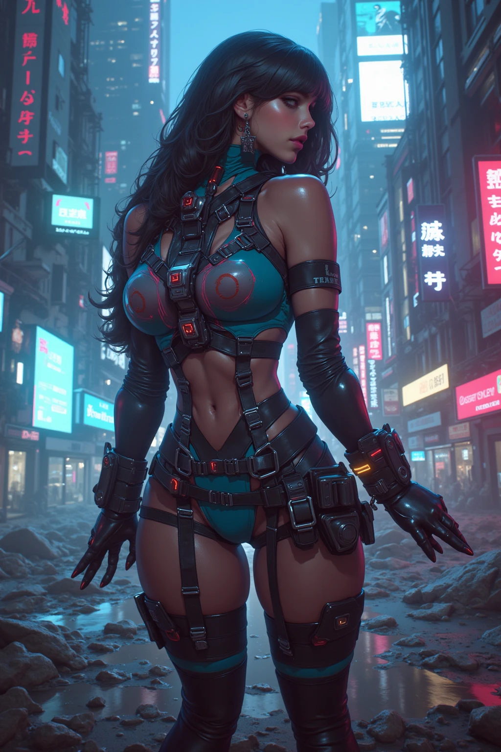 cyberpunk futuristic cityscape, action movie poster, explosions, fires, gunfights, chase scenes, fast cars, neon lights, moody dark atmosphere, highly detailed, cinematic lighting, photorealistic, (best quality,8k,hyperrealistic,masterpiece:1.2),dramatic angles,dynamic composition,chiaroscuro lighting,neon signs,glowing cyber elements,intricate mechanical details,volumetric fog,dramatic shadows,moody color palette,neon cityscape,gritty urban environment,high-tech cybernetic elements,advanced weaponry,intense action sequences,cinematic camera angles