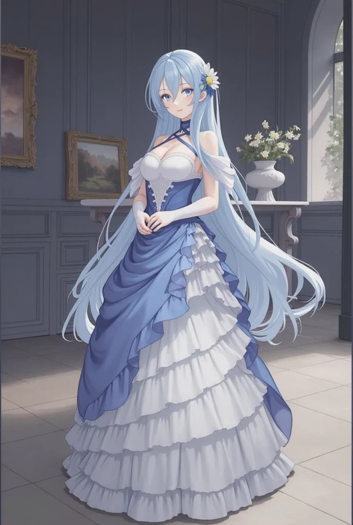 1girl,full body,evening dress,pileum,castle,