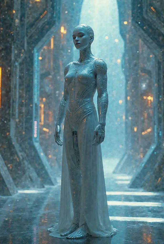 Elisabeth Olsen cosplay as White Vision from the MCU((best quality)), ((masterpiece)), (detailed),
