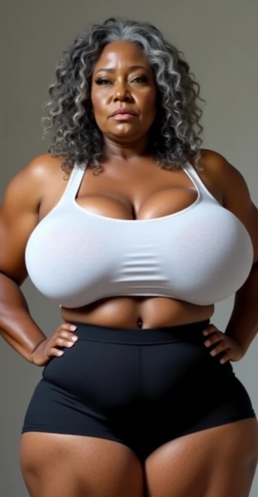 Jovem mulher com seios gigantescos, Wearing a white bra and denim mini skirt, Sentada em um banco, ebony skin, corpo fitness, bela garota, Slim body, cabelo grande, Mulher muito alta,