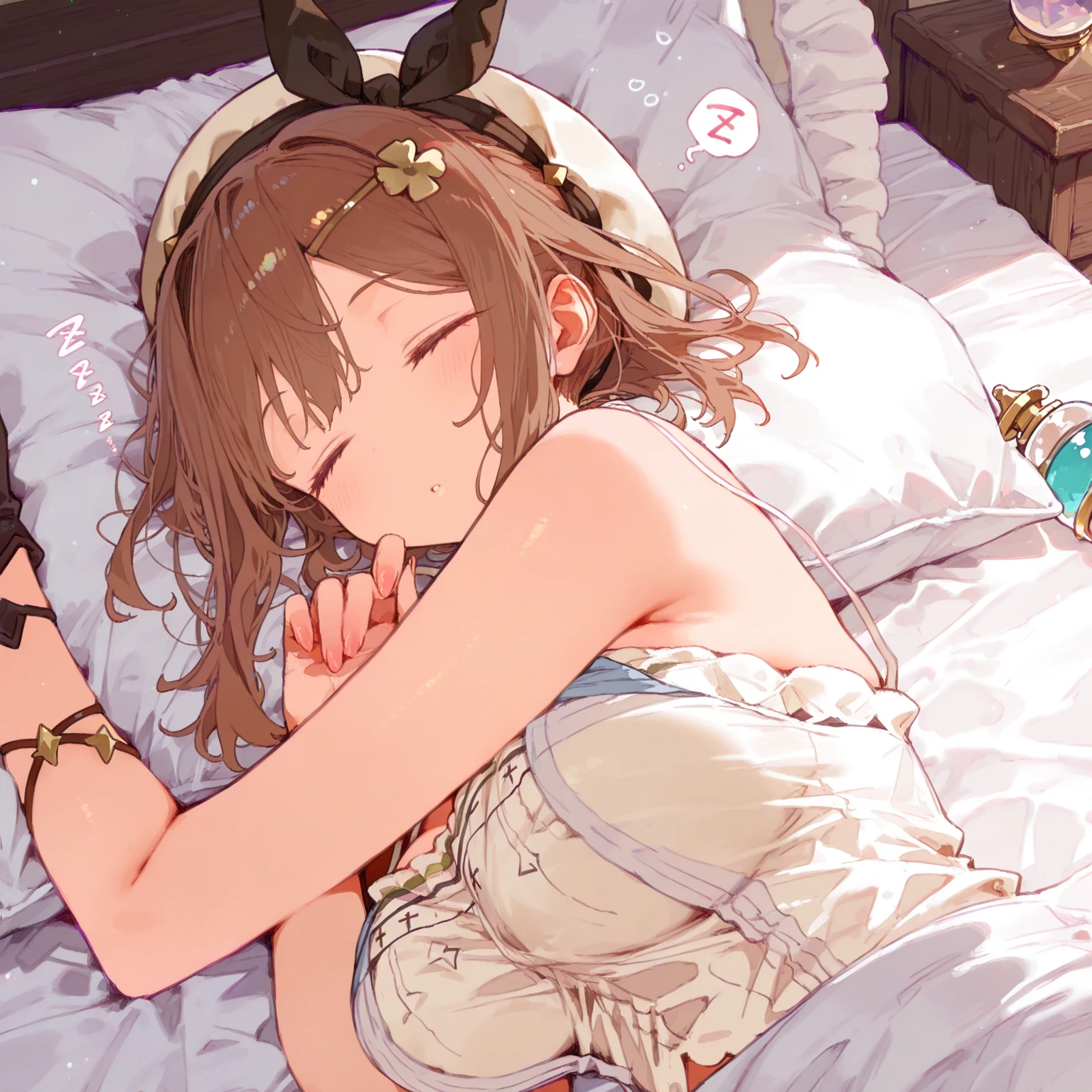 1girl, animal_print, artist_name, bandaid, bandaid_on_knee, bandaid_on_leg, bear_print, black_eyes, brown_hair, looking_at_viewer, solo, stuffed_animal, stuffed_toy <lora:XSarchitectural-41AnimeGirl:1>