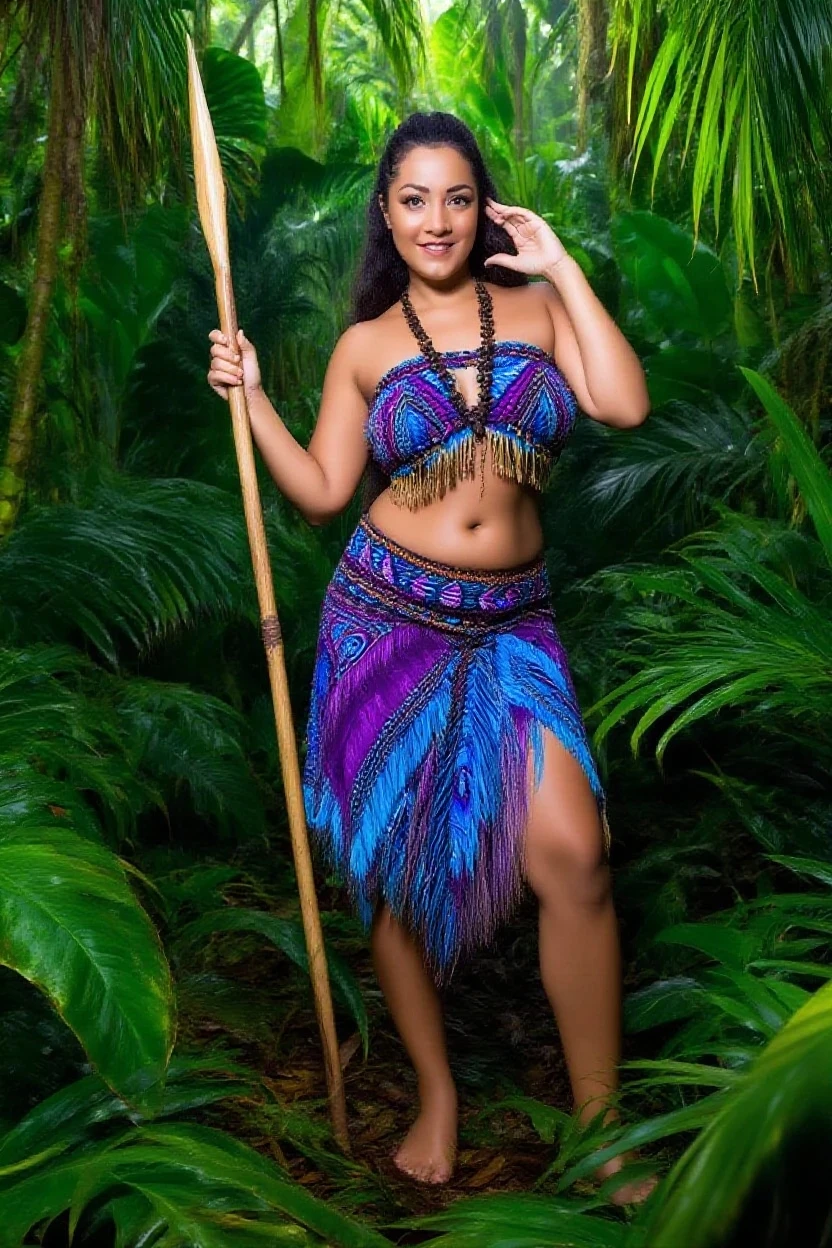 18 year old white female, caucasian, wearing classic tribal luau hula outfit including luau grass blade skirt, lei, and coconut shell bra, standing pacific northwestern porch, detailed facial features, detailed clothing, intricate tribal patterns, natural lighting, vivid colors, photorealistic, 8k, masterpiece, pacific northwest forest in background, island decorations on porch, horizontal woven grass blinds around porch