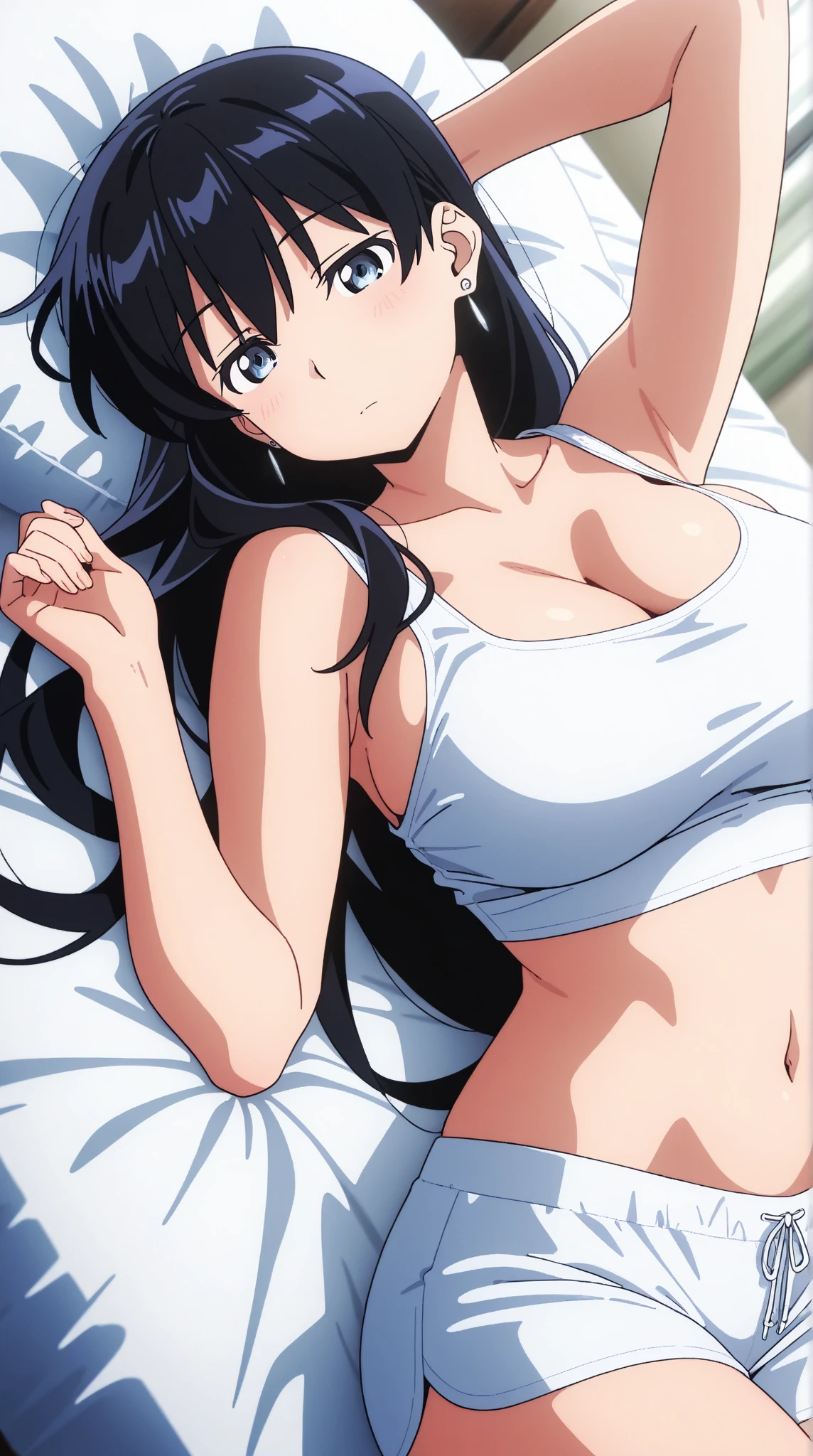 (Masterpiece、Highest quality、Very detailed、4K)、One Woman、17 years old、Black Hair、Long Hair、(((gamma)))、chest、(((Beautiful armpits)))、((Beautiful thighs))、(((Slingshot Bikini)))、((((slingshot swimsuit))))、((nsfw))、(((Sleeping in bed)))、((((Spread your legs))))