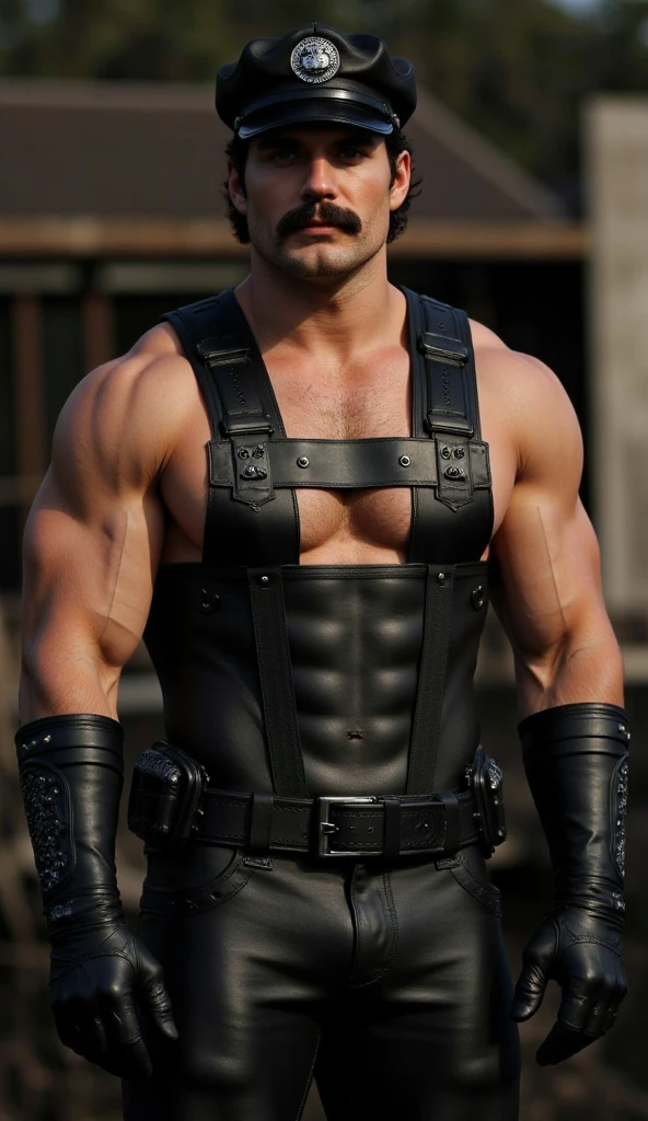 two big truck drivers, 15th century, middle Ages, Back violence is prison, male, 30 years old, strong muscle, muscle, chest hair, High target, Handsome, Leather sexy lingerie! Short shaved hair on both sides, Horse harness, body Horse harness, black Horse harness, Suspenders, Horse harness, muscular male British, Gorgeous, attractive strong male and armor, Leather Clothing, Horse harness, cable, ! whole body! Hairy chest muscle!, The art of math, muscle英雄, muscle发达的个性, Gorgeous, muscle發達而且可怕, role conception, muscle发达的手臂, Alpha Fuji XT3, High quality shadows, Hollywood level visual effects, hard-hitting realism, Amazing atmosphere atmosphere, picky, Handsome high-breasted hair, Award-winning poster, high detail hd, (best quality, Practical), (dark, Feel) Cinema Lighting), 3d! one person, Detailed black eyes, Small head! Long legs! Very Attractive man, Handsome man, strong male characteristics, strong facial features, Bearded, tattooed man, tattooed arms, Attractive man, Finely sculpted fingers! finely crafted eyes!, 4K, (smoke 1.2) (Background scattering 1.5) (Silver hair 1.5)。 Big truck in the background！