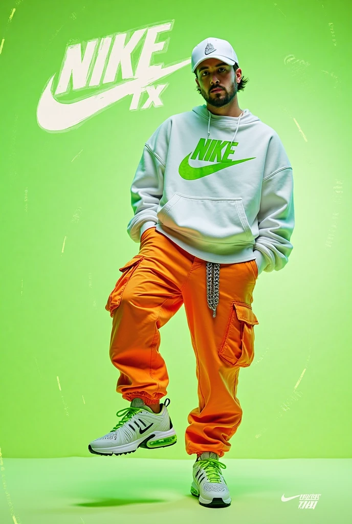 Create a 3D illusion for a profile picture where a "22" Year old cute "boy" in a black hoodie Sitting casually on a Wingback chair. Wearing sneakers, and sunglasses, she looks ahead. The background features "Armin" in big and capital Yellow neon light fonts on the dark grey wall. There should not be