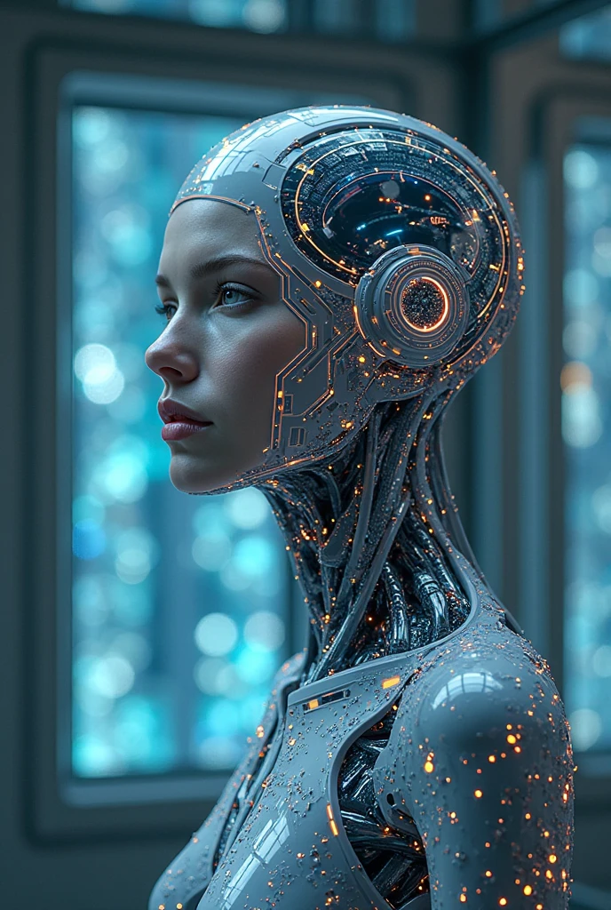 (masterpiece:1.2,Exceptional Quality,mirror-like,Cinematic Experience,Photorealistic:2.0,RAW Photos:2.0,Super detailed),8k,wallpaper,(Representing blueprints through holograms:2.0),(Beautiful woman:2.0),Female Cyborg,(Design of a Female Cyborg:2.0),(Draw the back view:2.0),(Avant-garde design:2.0),(Drawing detailed blueprints:2.0),(Numerous notes about the settings:2.0),(Beautiful Face,Beautiful Eyes,Beautiful Hair)