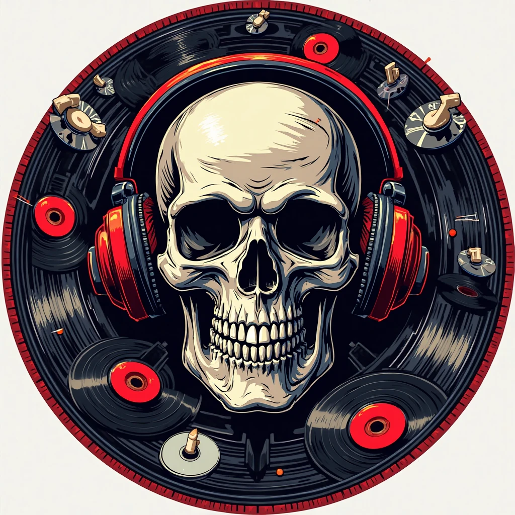 pacth style art sticker for dj themed bone print