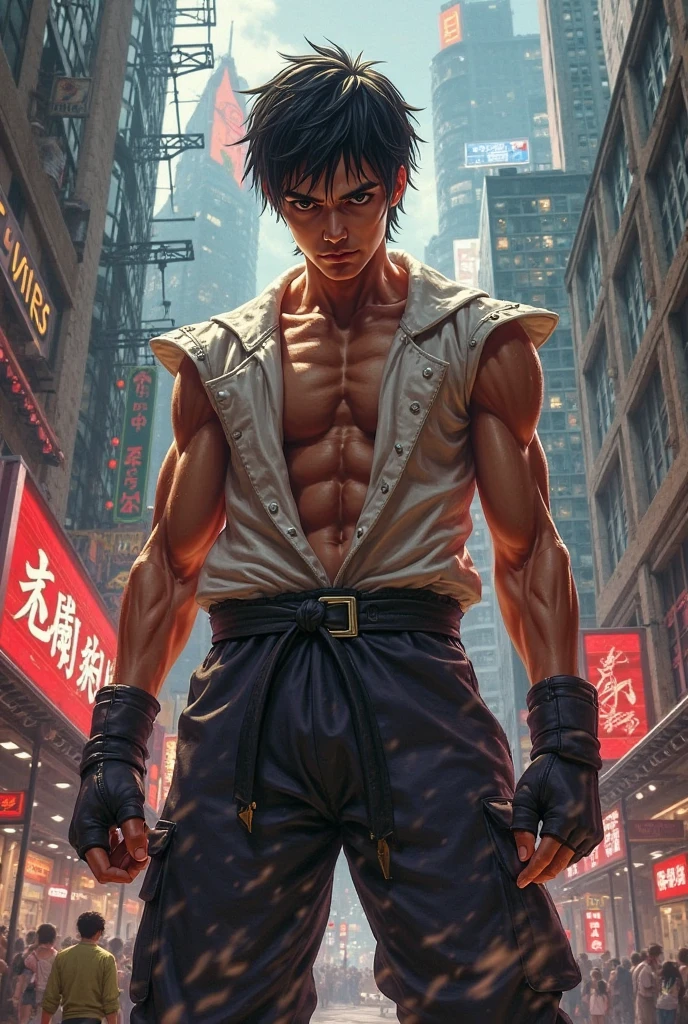 A group of extremely handsome young men, 15 years old, muscular, tattooed, wearing necklaces, high buns, gangster style, romantic, Hong Kong cinema, street scene. Their eyes are filled with sadness and desire to rise. The background is a trail of blood, violence, smoke and fire. Cinematic light. Photo taken with a Canon EOS R5 85mm f/11 camera, ((sharp)) mode of people and surroundings. Image quality ((8K)), ((realistic)), ((masterpiece)), ((sharpest and highest contrast)), ((excellent depth of field)), ((stereoscopic lighting)). ((angry, ferocious)), detailed pores, ((Direct light on the face)), bright sunlight.