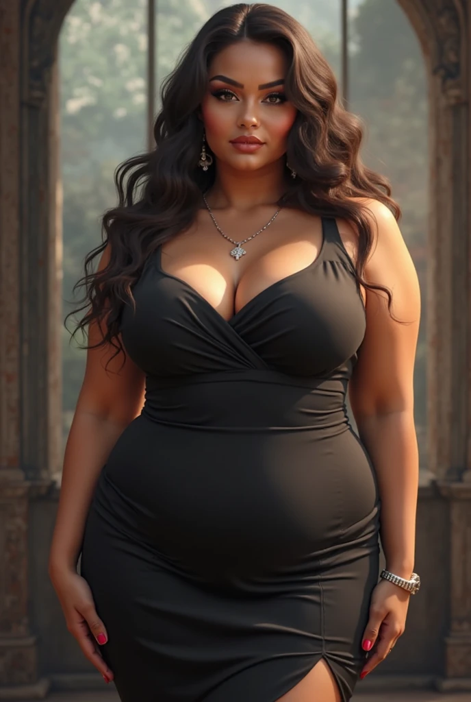 45yo mature milf Aishwarya rai as corporate lady, ((huge pregnant)), black trousers, tight unbuttoned shirt, ((high heelature curvaceous milf figure, high ponytail, wearing thick frame glasses, posing in balcony, day scene, mature hourglass figure, look straight at camera, erotic adult face, 45 yo mature milf body, soft volumetric lights, intricate details, (ArtStation:1.2)