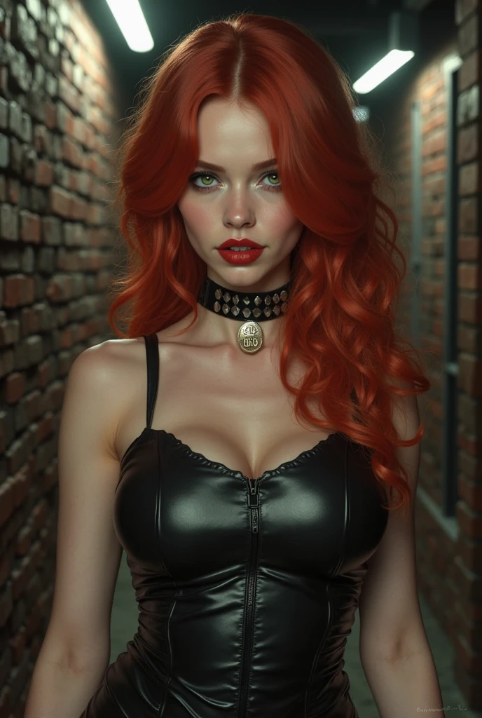 Masterpiece, Best Quality, Photorealistic,  Rayne, Black Dress, vampire fangs, hair ribbons, Average Breasts,, dripping from the mouth,Bloodrayne, Danaerys Targaryen, Jenna Coleman, cleavage