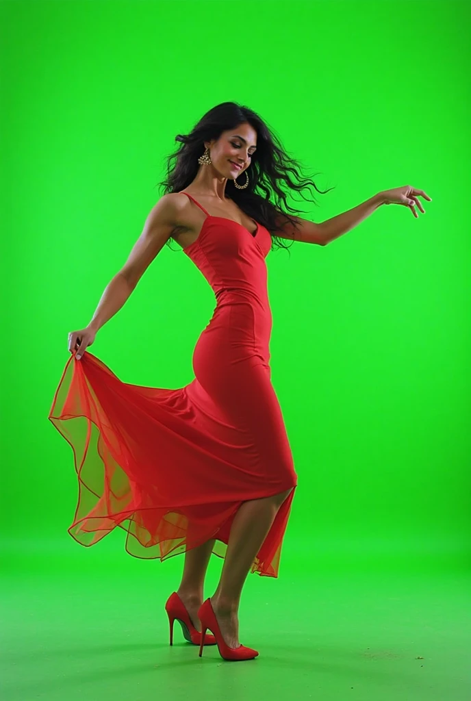 a girl in a black and white costume performing a jazz boogie-woogie dance, Against a light green background, photo, realistically, 4K