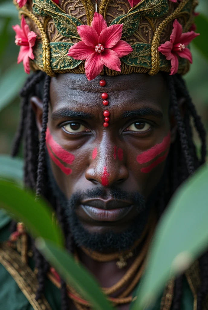 a indian warrior with aggression on his face