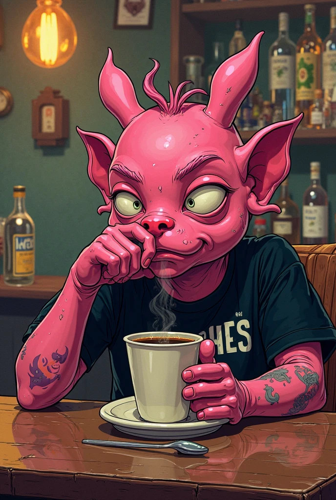 (mind flayer), anthro, eyewear, solo, coffee, male, pink eyes, hi res, container, marine humanoid, clothing, belt, coffee mug, glasses, looking at viewer, pink sclera, cup, pants, sunglasses, beverage, topless, steam, male, inside, clothed, side view,
<lora:the_emperor_v1:1>, by (by Pino Daeni, (by ruaidri), yupa, kiyosan)