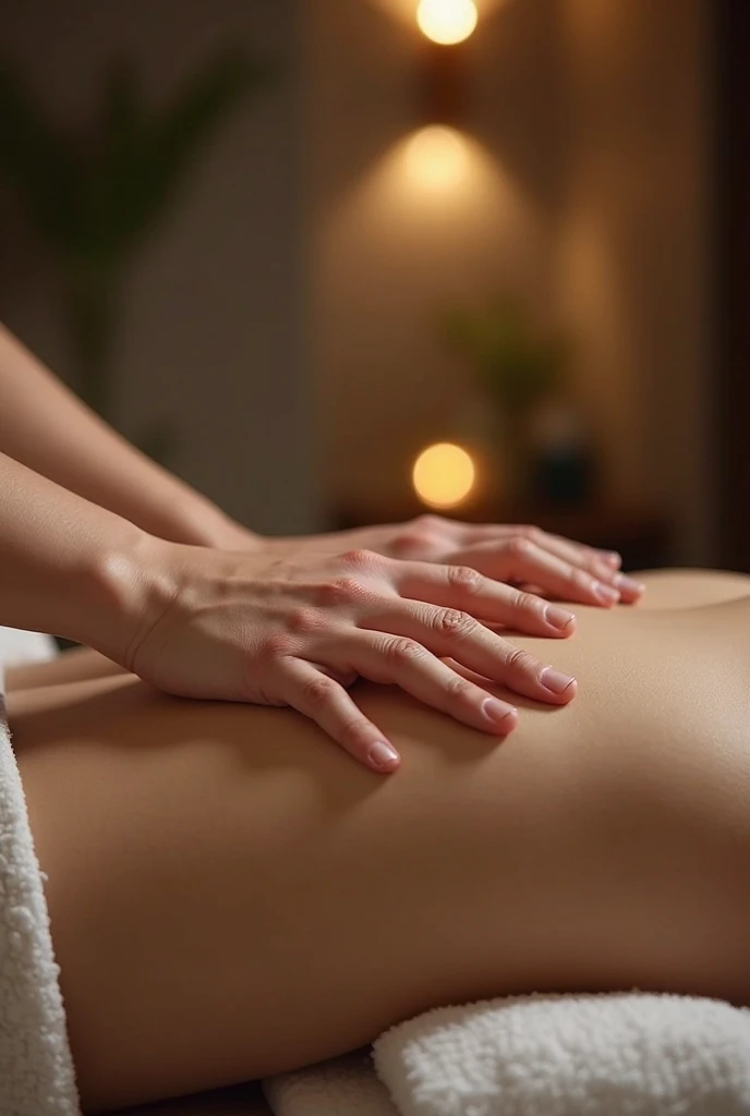 close-up on Gentle hands caressing the body in a slow, revitalizing massage