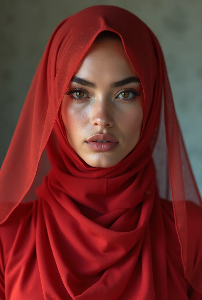 a hijab-wearing woman Russia malay, beautiful detailed eyes, beautiful detailed lips, extremely detailed face and skin, Doggystyle fuck. Undress. Reverse fuck.long eyelashes, ornate hijab, serene expression, natural lighting, warm color tones, cinematic composition, highly detailed, hyper realistic, masterpiece, 8k, photorealistic. Squeeze breast.Bikini . Bras red. Nude body..