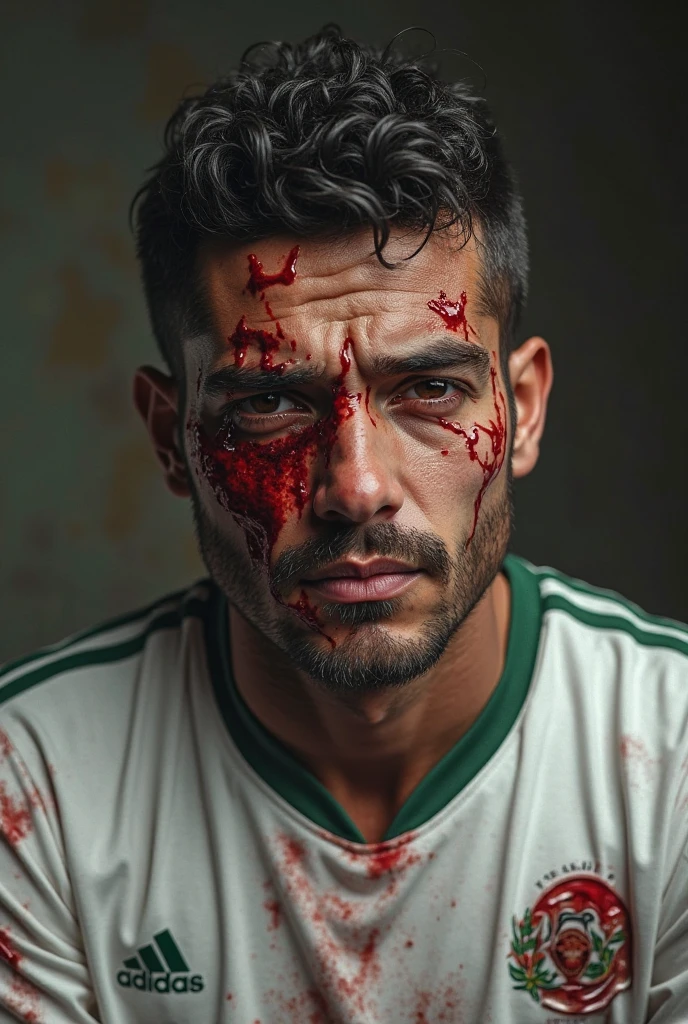 Gigachad gonzalo gubero bobadilla muscled with shakira face, Handsome roman warrior, is often seen wearing his Wide angle environmental full body shot of spartan warrior in a vibrant and dangerous war outfit, action shot, tattered torn shirt, porcelain cracked skin, (vibrant, photorealistic, realistic, dramatic, dark, sharp focus, 8k).