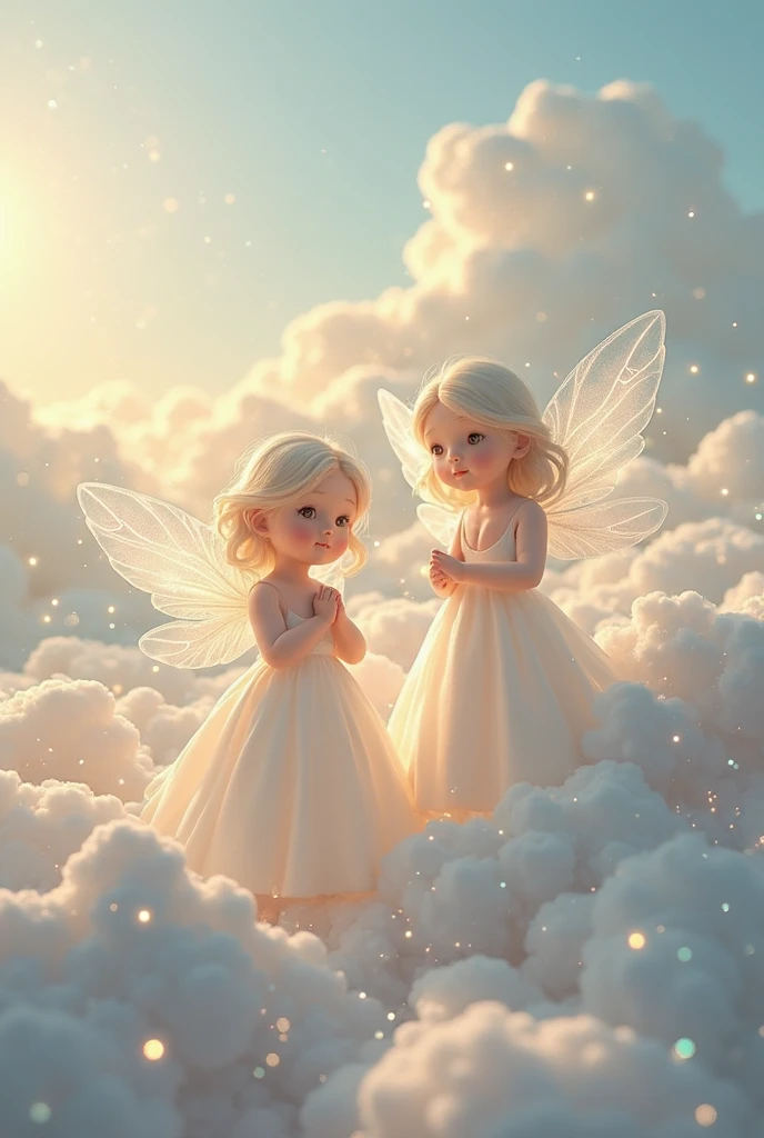 Beautiful angel babies smiling sitting on clouds in front a beautiful giant castle in the sky full image coloring pages