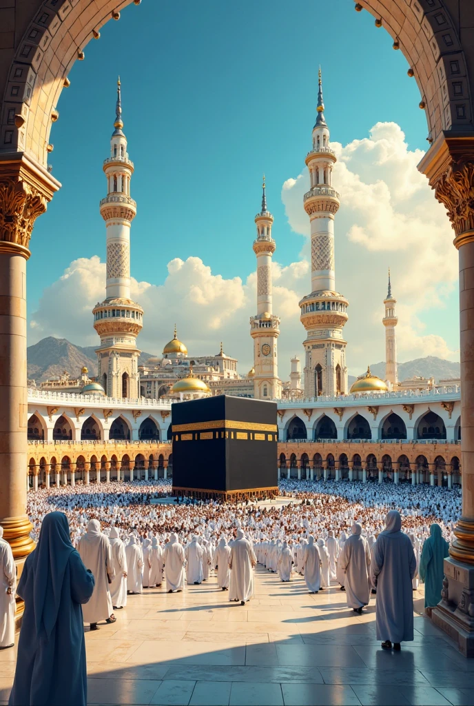 (photorealism:1.2), beautiful and holy place of islam khana kaba ,makkah hajii around kibla