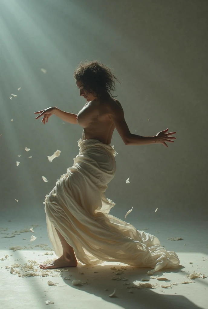 I am the naked body in long exposures of photography in motion blur of her, my delicate and beautiful parts are very focused, but my spectacular body, although blurry, attracts glances. There are three shots in one. , The message I want to convey is that dreams exist , The ewstrilo is very real , 48k cinematic photographic composition finished in Photoshop with more voluminous shadows. Use the rule of thirds, employ colors that evoke nostalgia and hope.